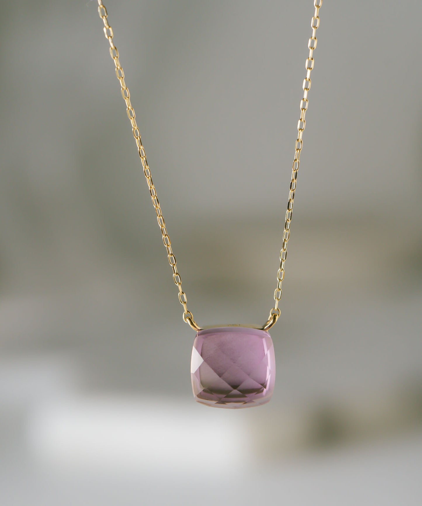 K10 Cushion Cut Gemstone Necklace | GLOA ARCA NECKLACE