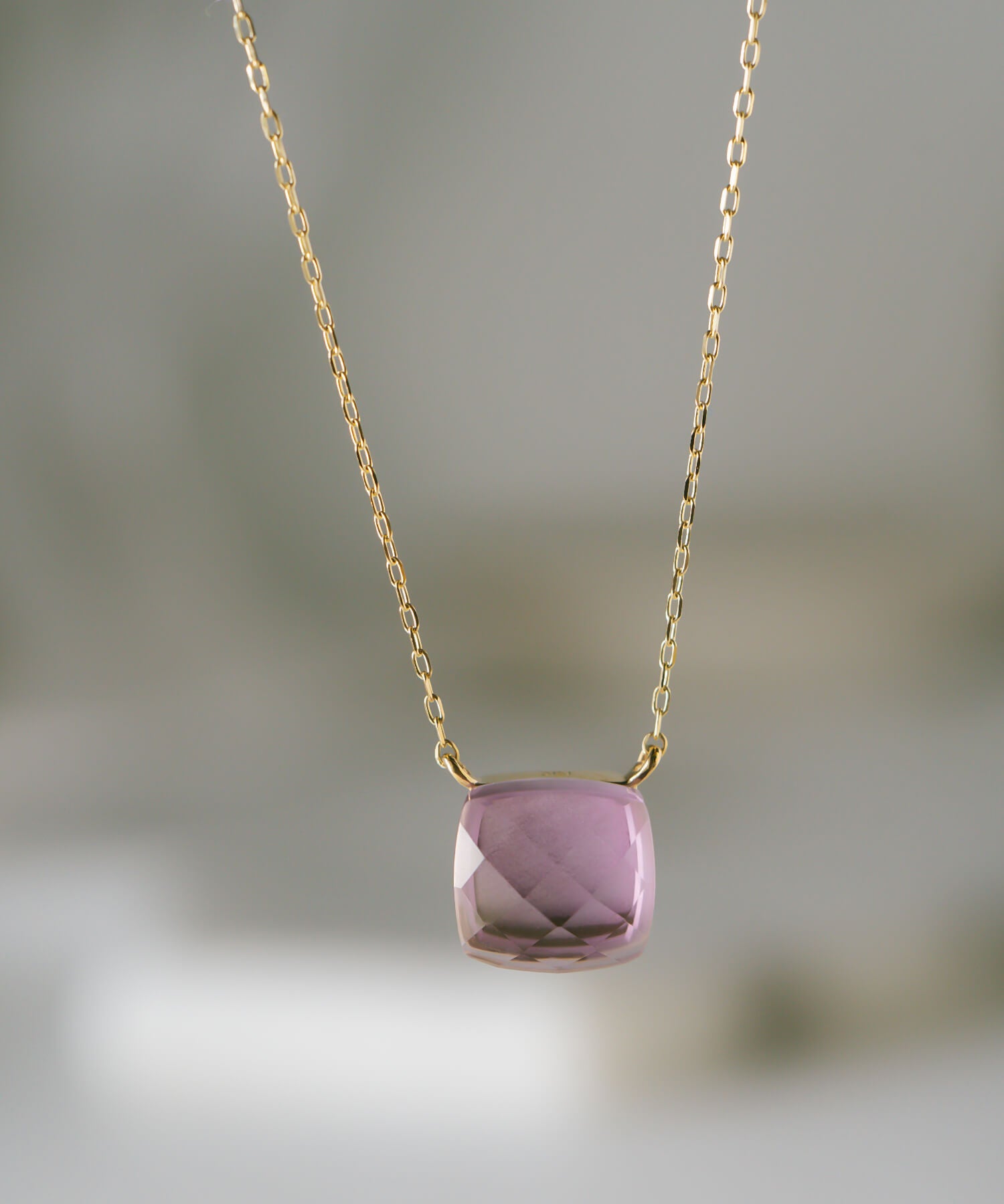 10K Gold Cushion Cut Gemstone Necklace | GLOA ARCA