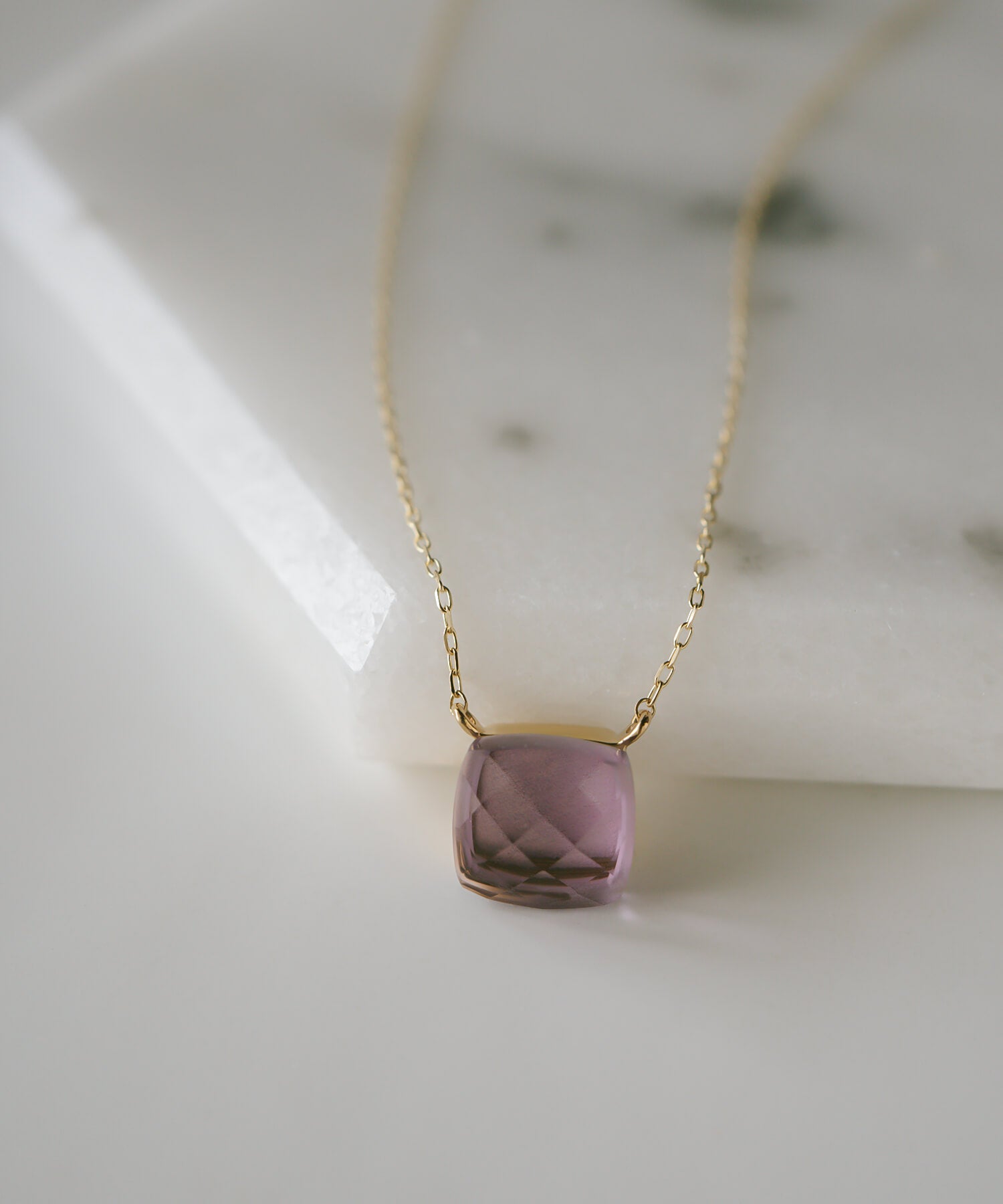 10K Gold Cushion Cut Gemstone Necklace | GLOA ARCA