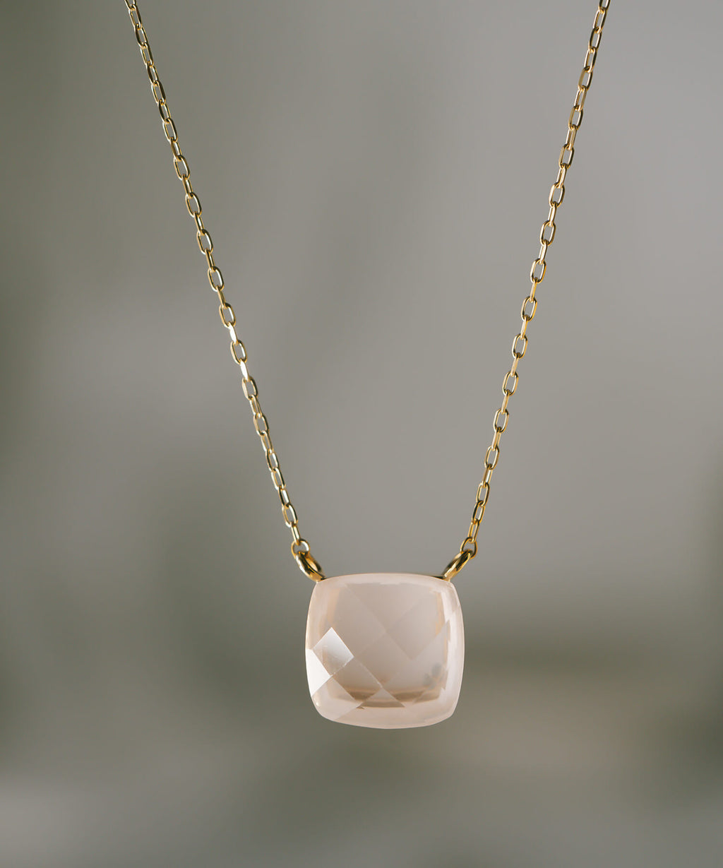 10K Gold Cushion Cut Gemstone Necklace | GLOA ARCA