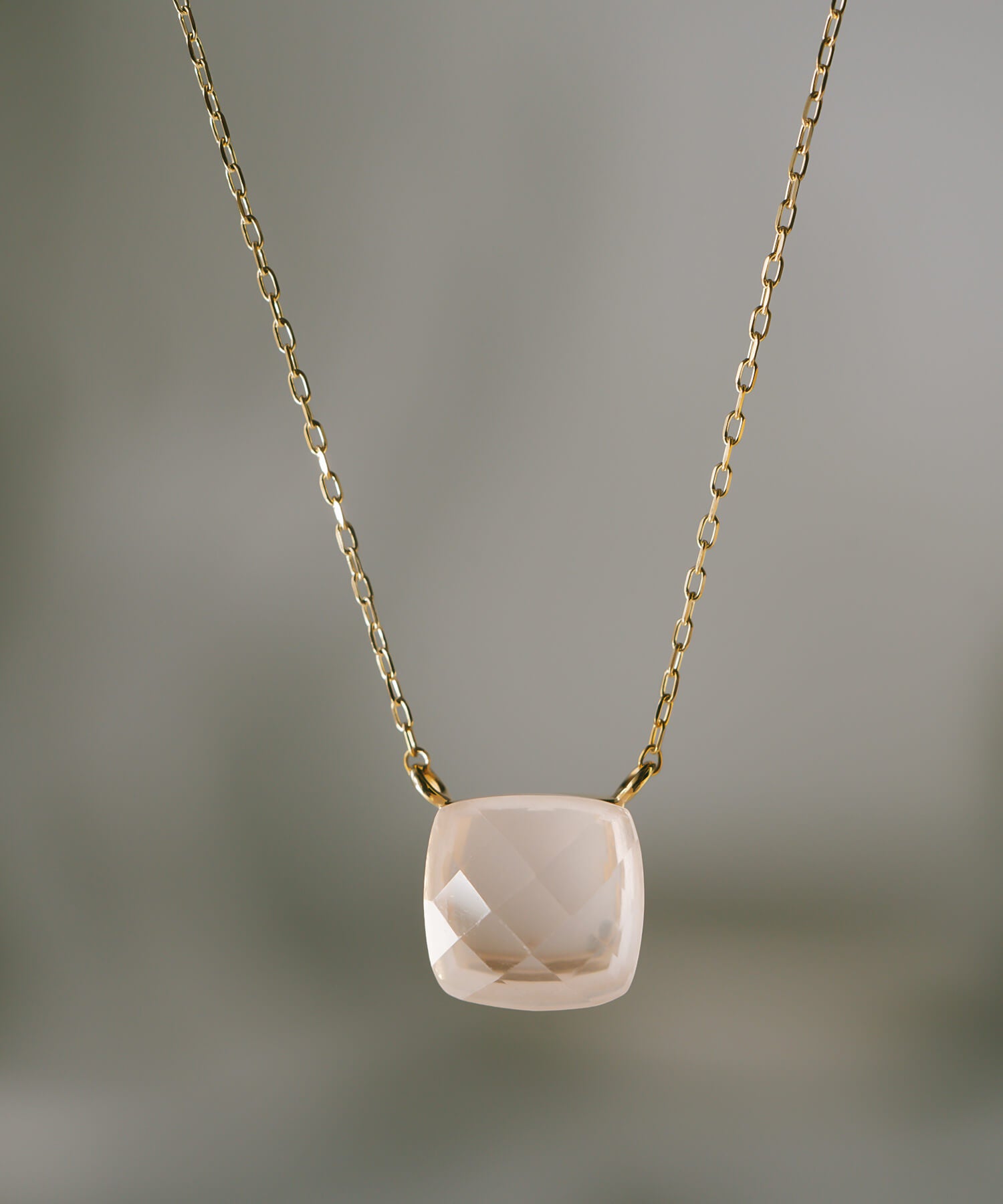 10K Gold Cushion Cut Gemstone Necklace | GLOA ARCA
