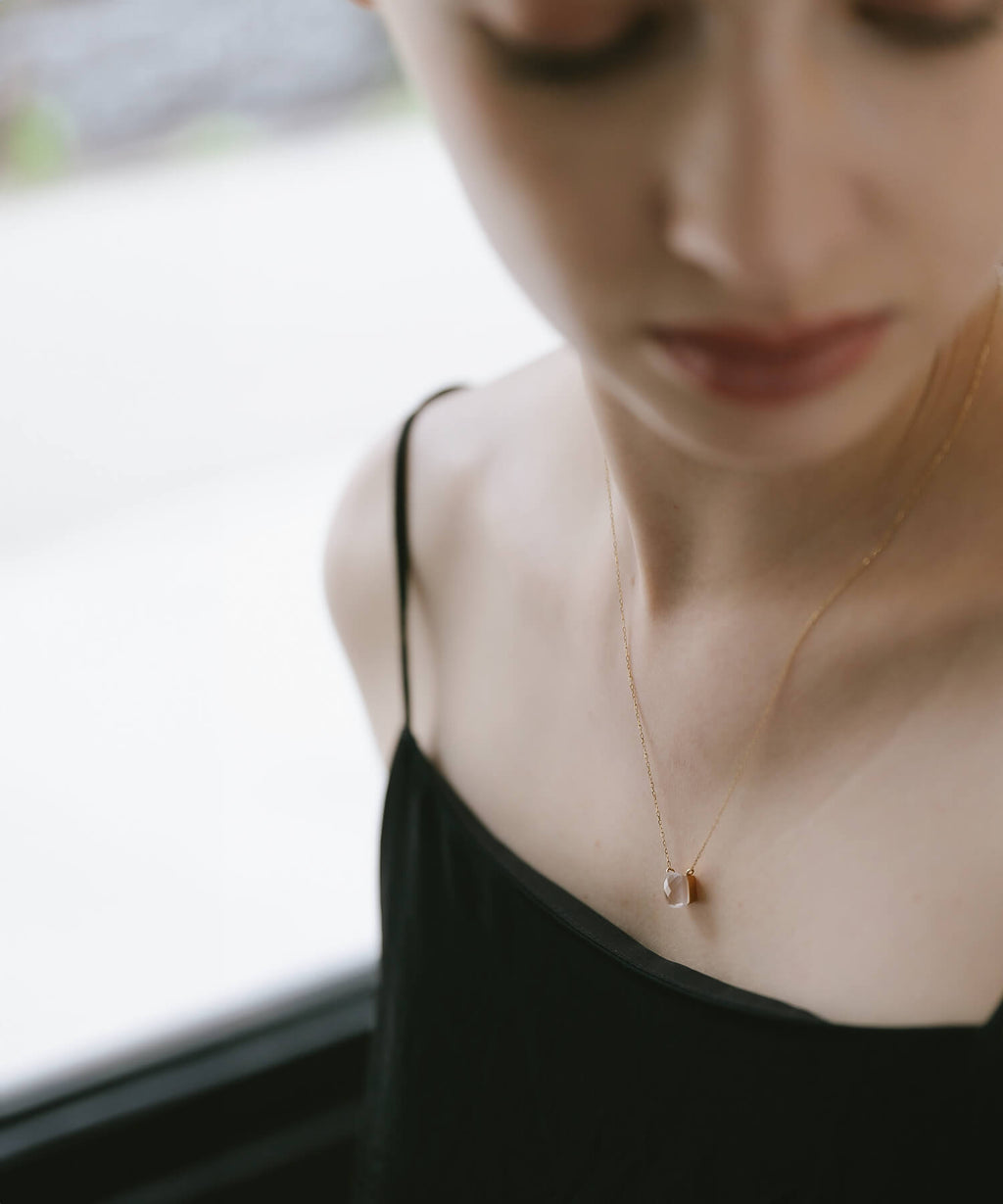 10K Gold Cushion Cut Gemstone Necklace | GLOA ARCA
