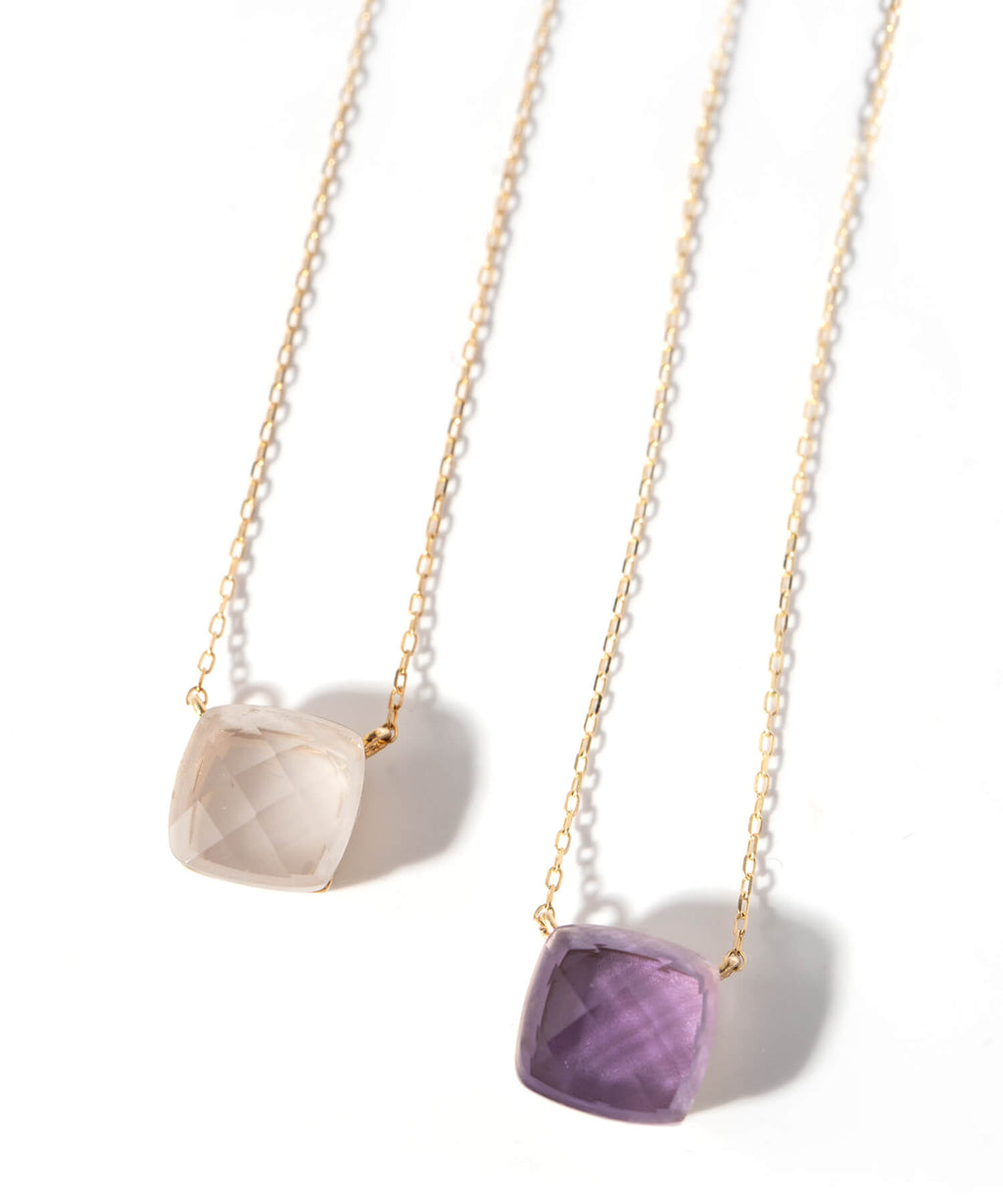10K Gold Cushion Cut Gemstone Necklace | GLOA ARCA