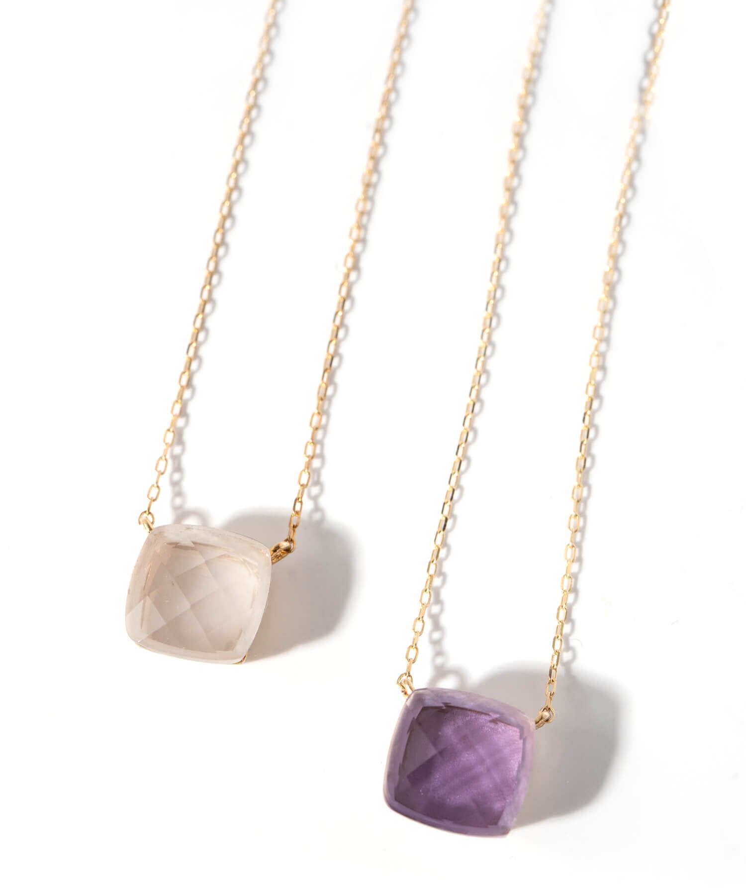 10K Gold Cushion Cut Gemstone Necklace | GLOA ARCA
