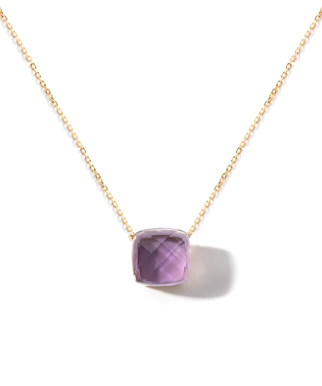 10K Gold Cushion Cut Gemstone Necklace | GLOA ARCA