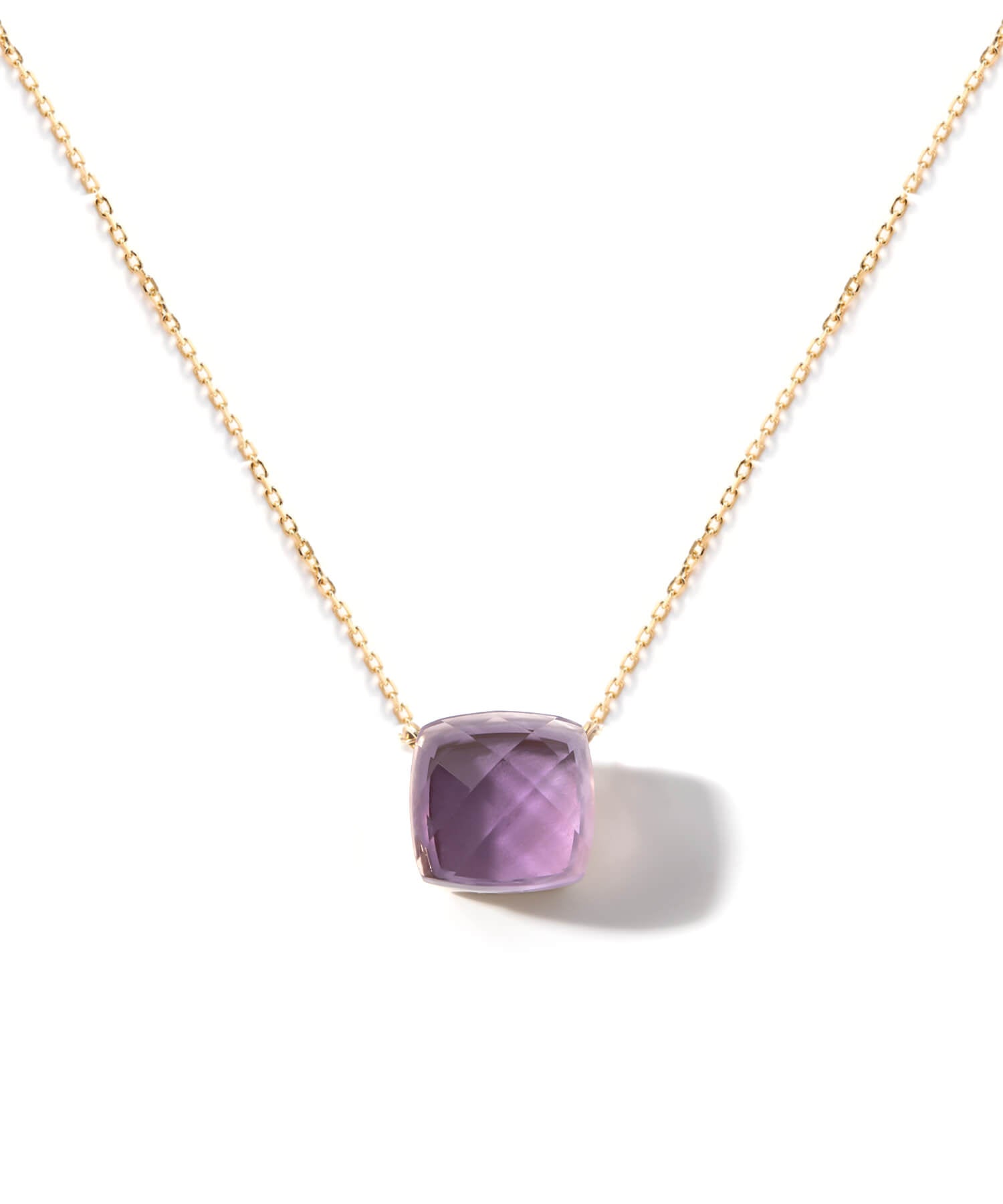 10K Gold Cushion Cut Gemstone Necklace | GLOA ARCA