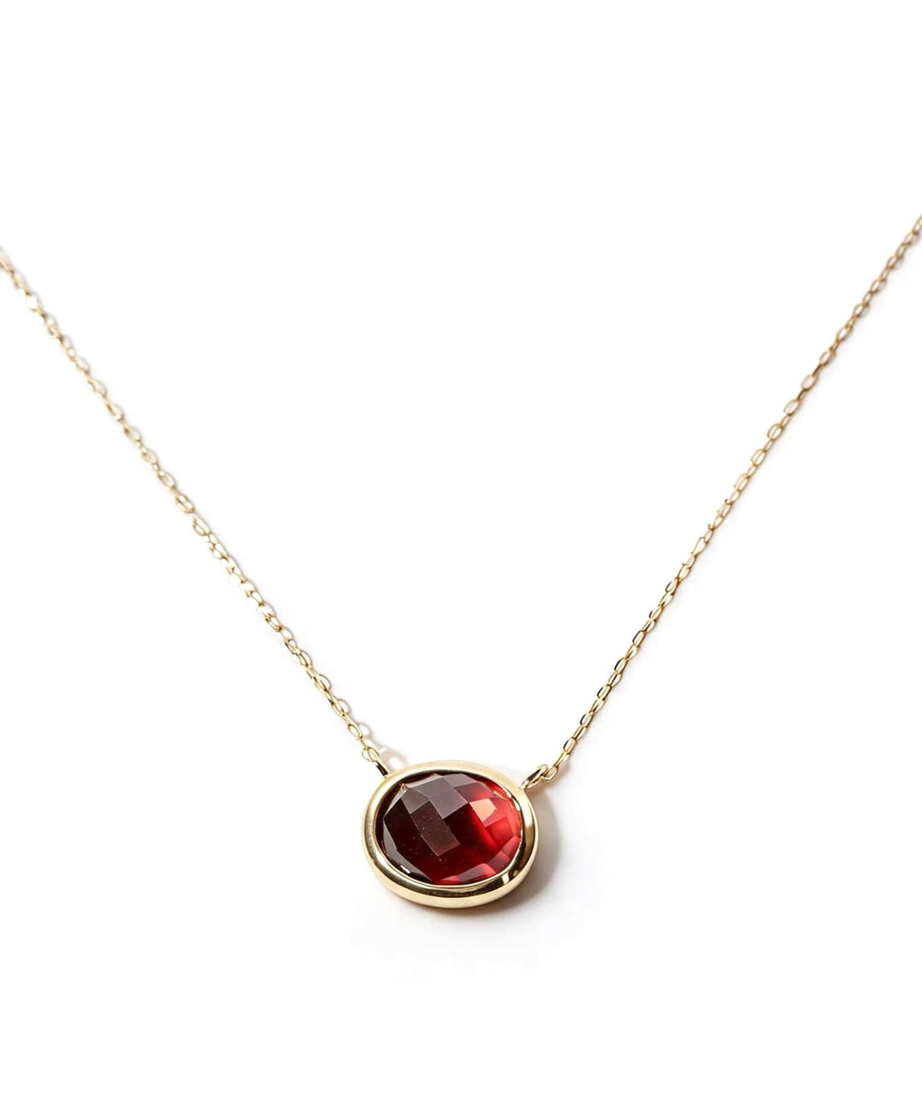 10K gold garnet checkerboard cut necklace | GLOA-ETT