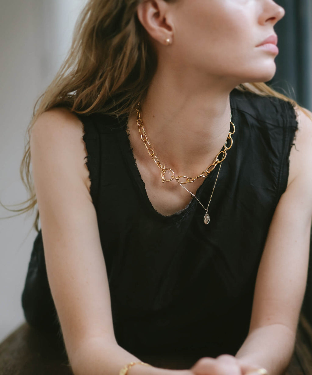 18K Gold Plated Sterling Silver Chunky Chain Choker | CARCHE