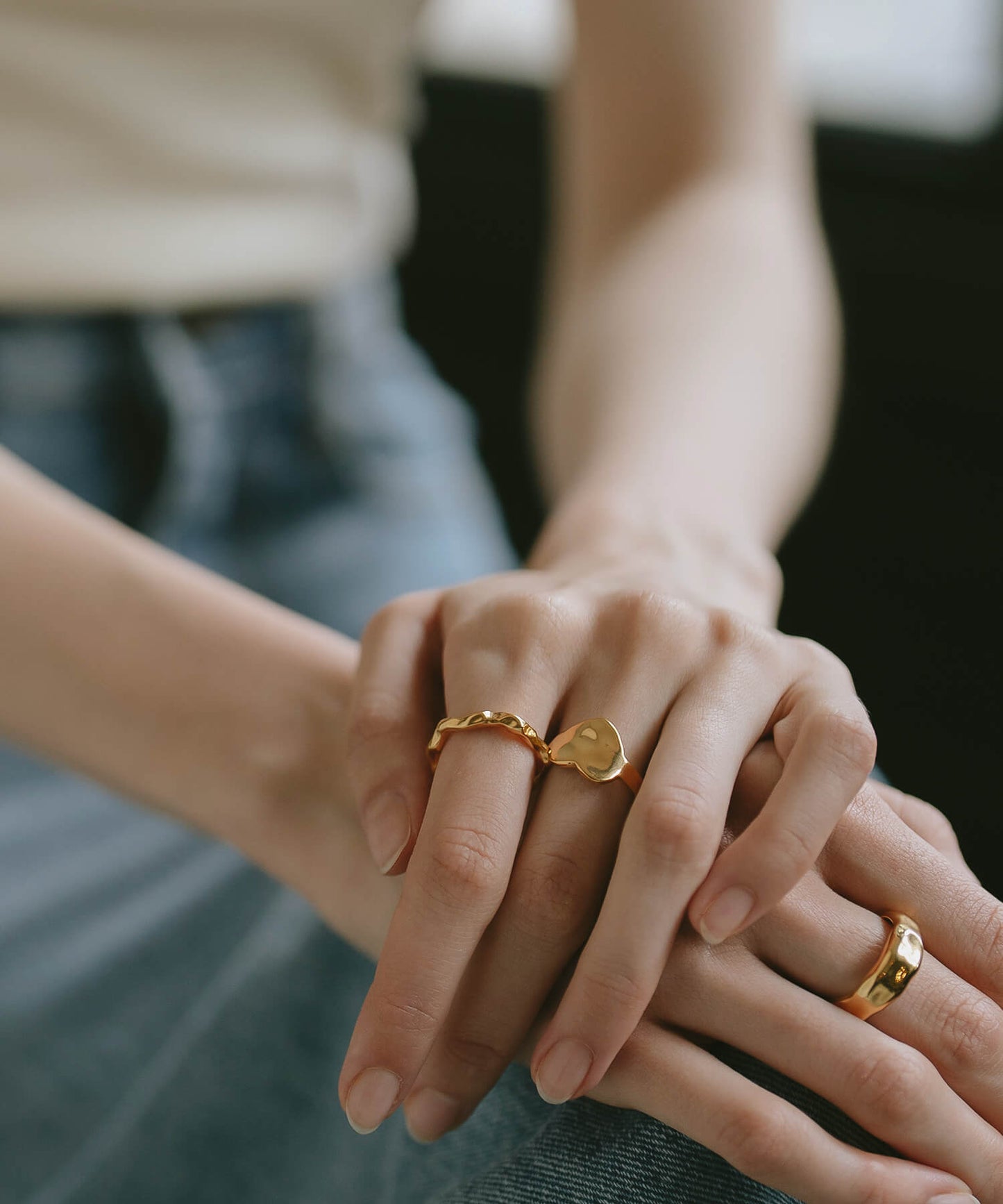 Silver925 Hammer Finish Flat Ring | OLIEOLIE