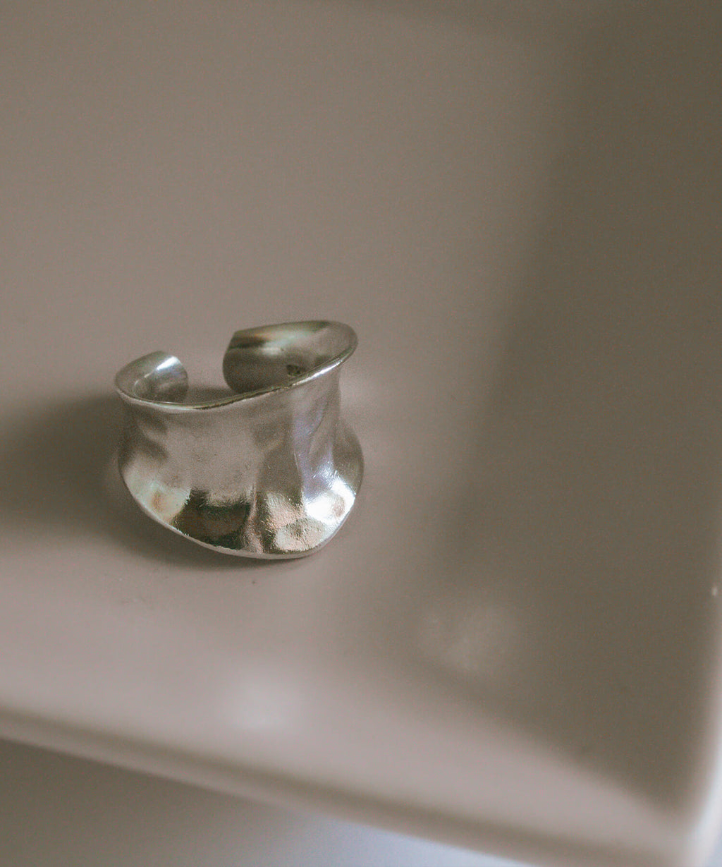 925 Sterling Silver Wide Concave Ear Cuff | GOLDA