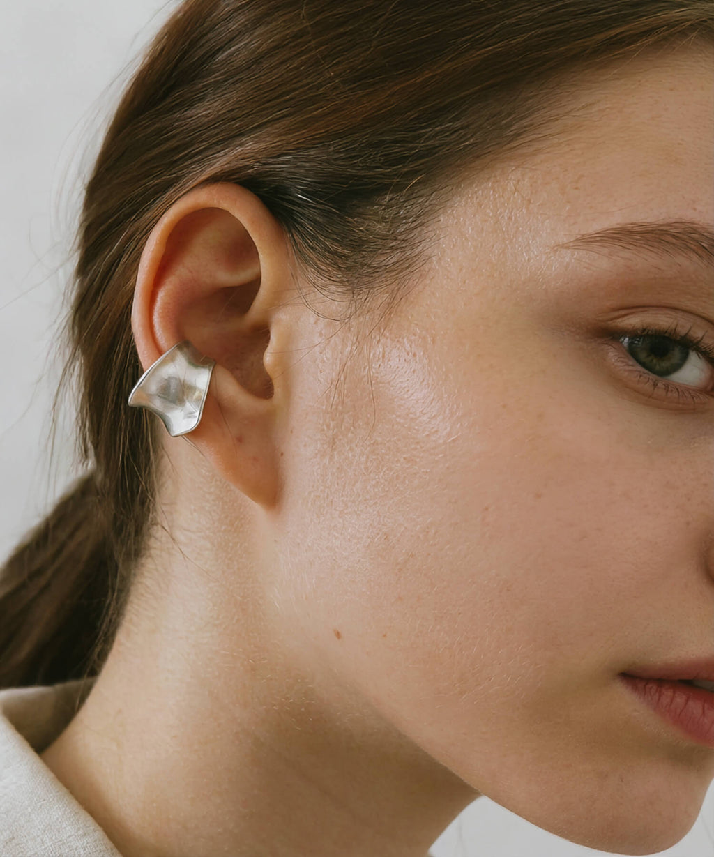 925 Sterling Silver Wide Concave Ear Cuff | GOLDA