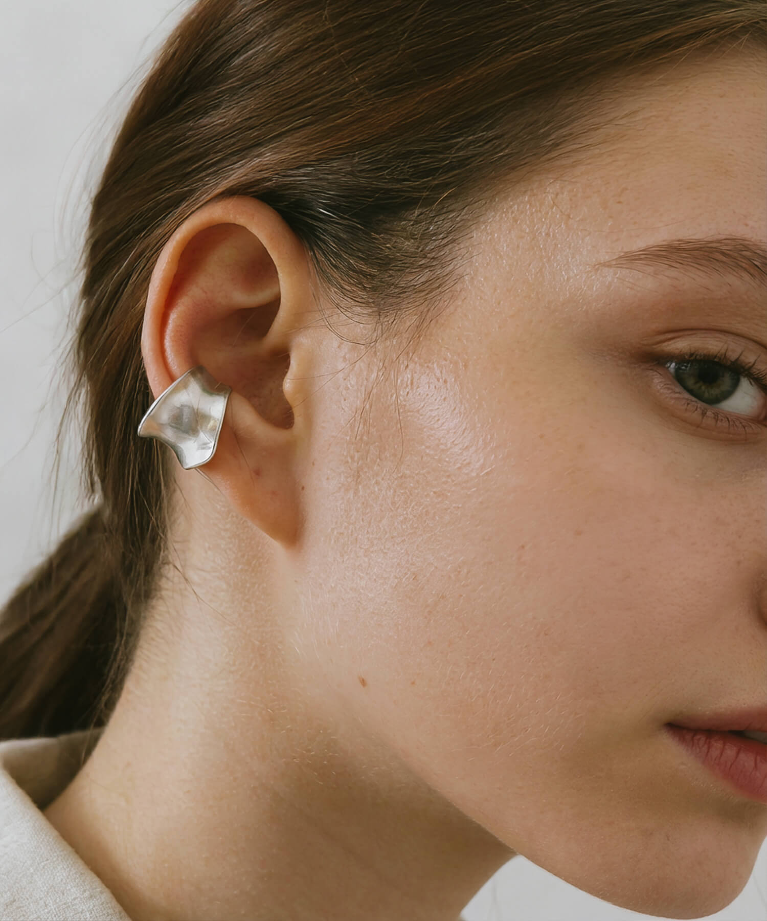 925 Sterling Silver Wide Concave Ear Cuff | GOLDA