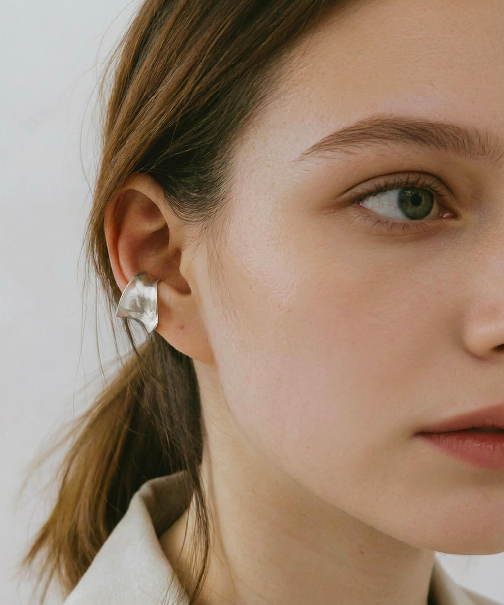 925 Sterling Silver Wide Concave Ear Cuff | GOLDA
