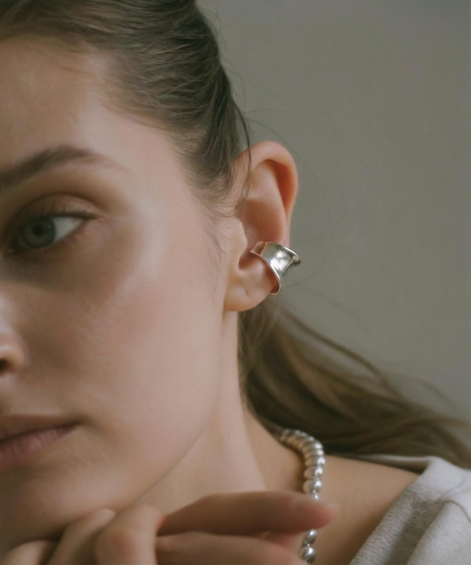 925 Sterling Silver Wide Concave Ear Cuff | GOLDA