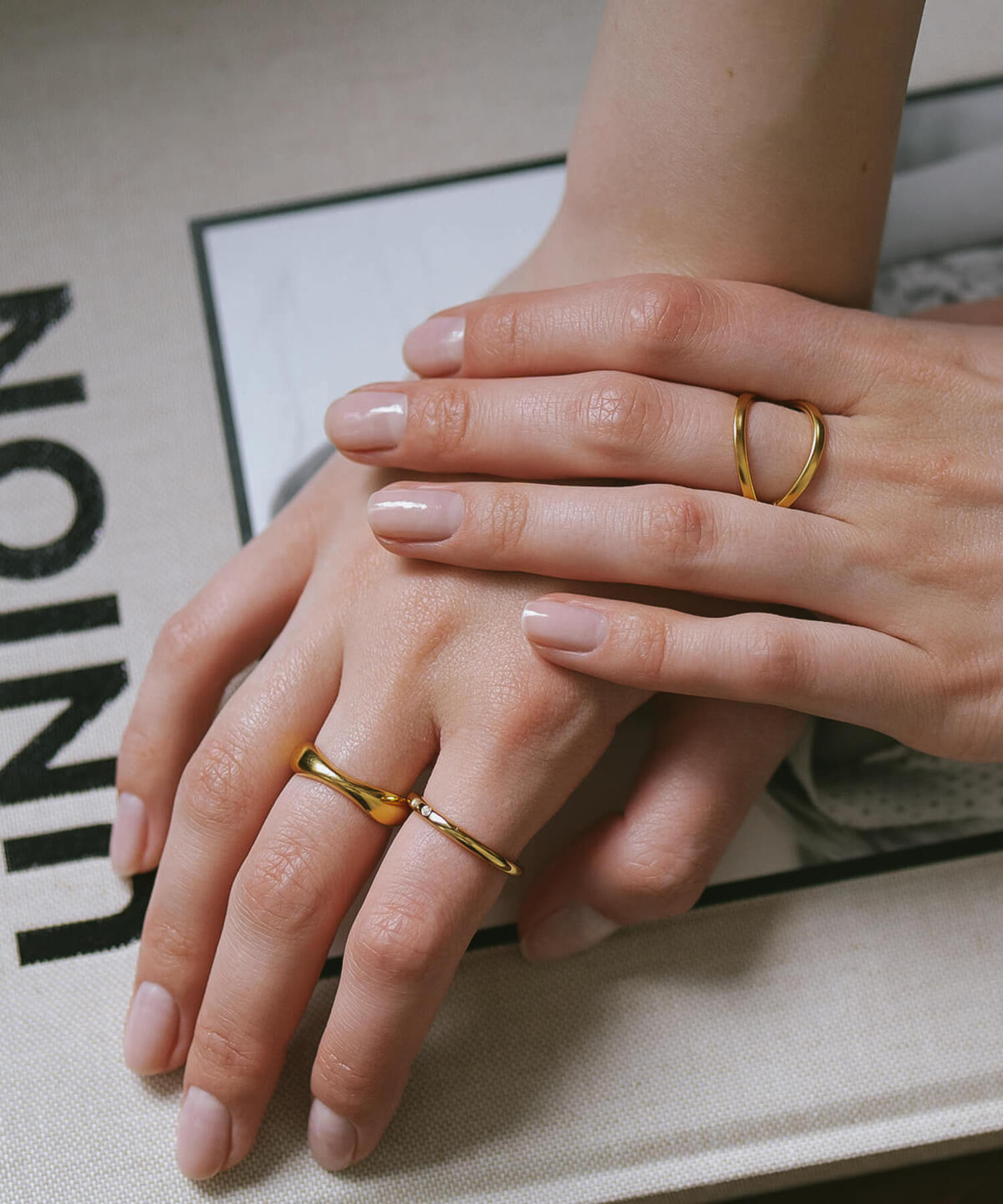 18K Gold Plated Sterling Silver Wide Wavy Ring | GREZIO