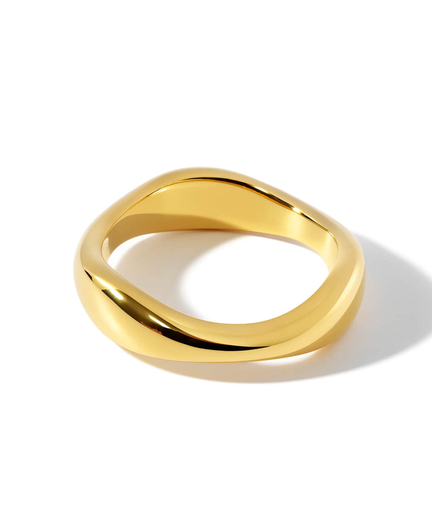 18K Gold Plated Sterling Silver Wide Wavy Ring | GREZIO