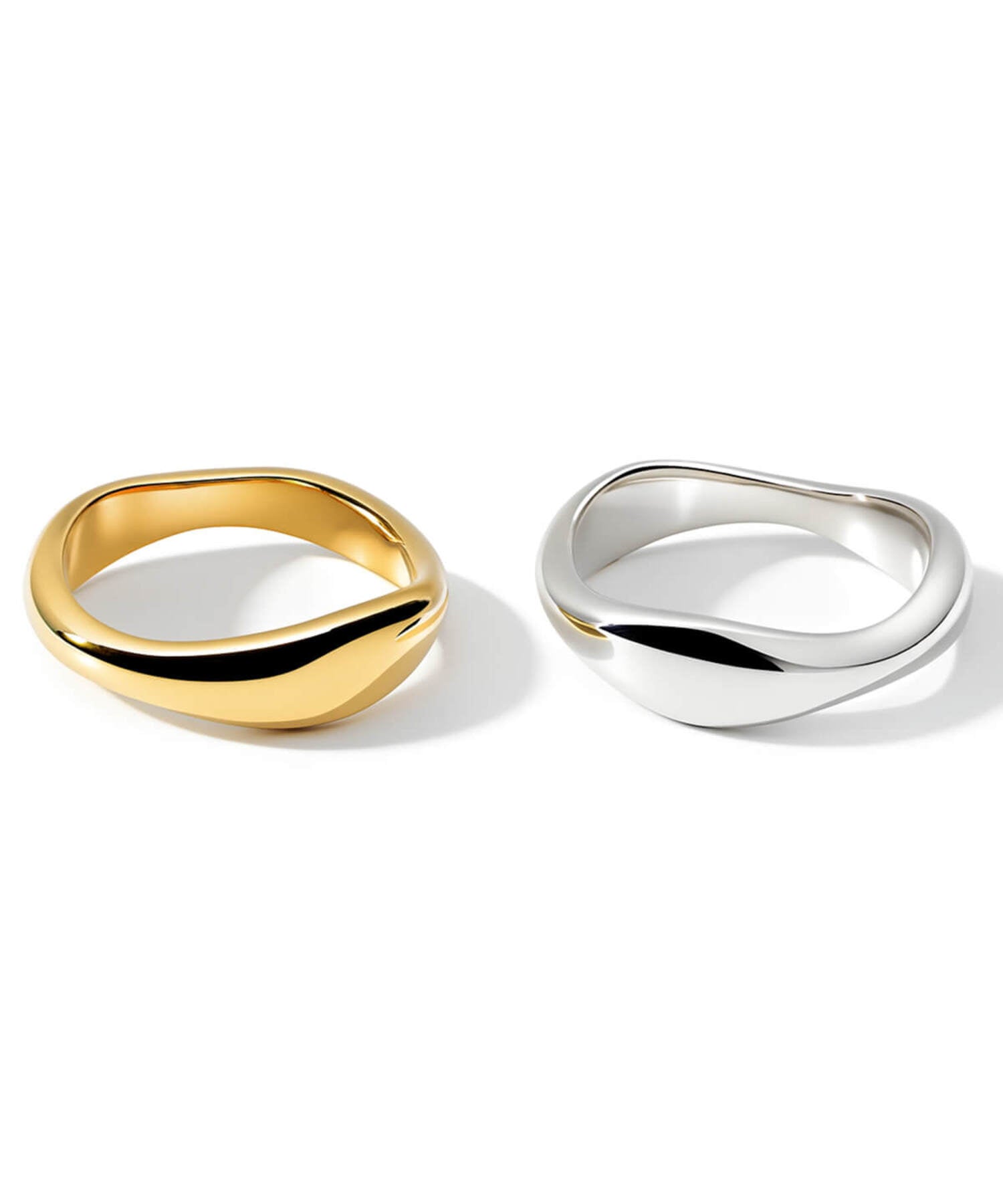 18K Gold Plated Sterling Silver Wide Wavy Ring | GREZIO