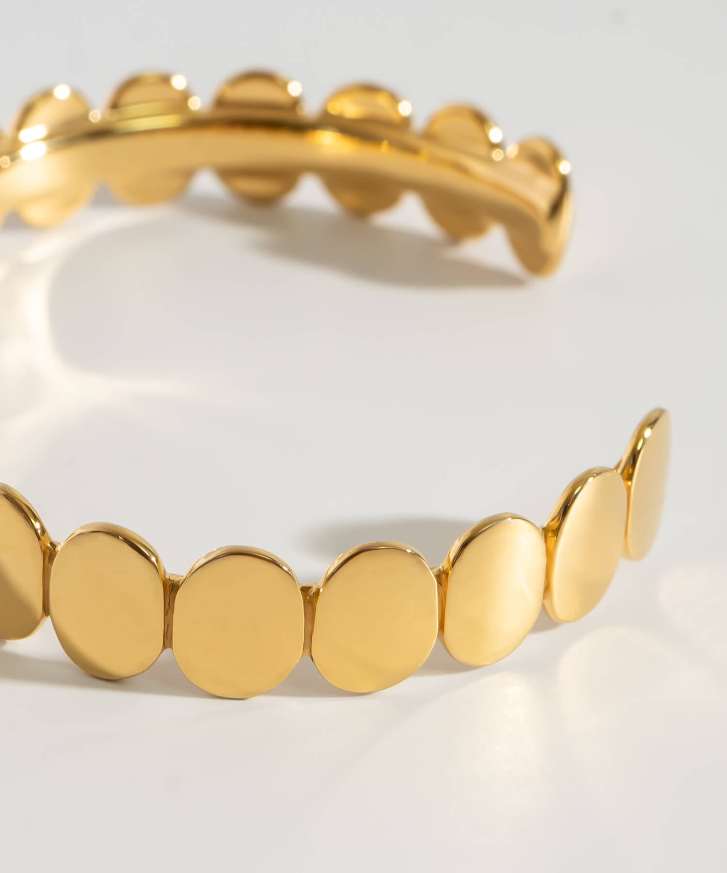 18K Gold Plated Sterling Silver Hammered Beads Bangle | HALVA