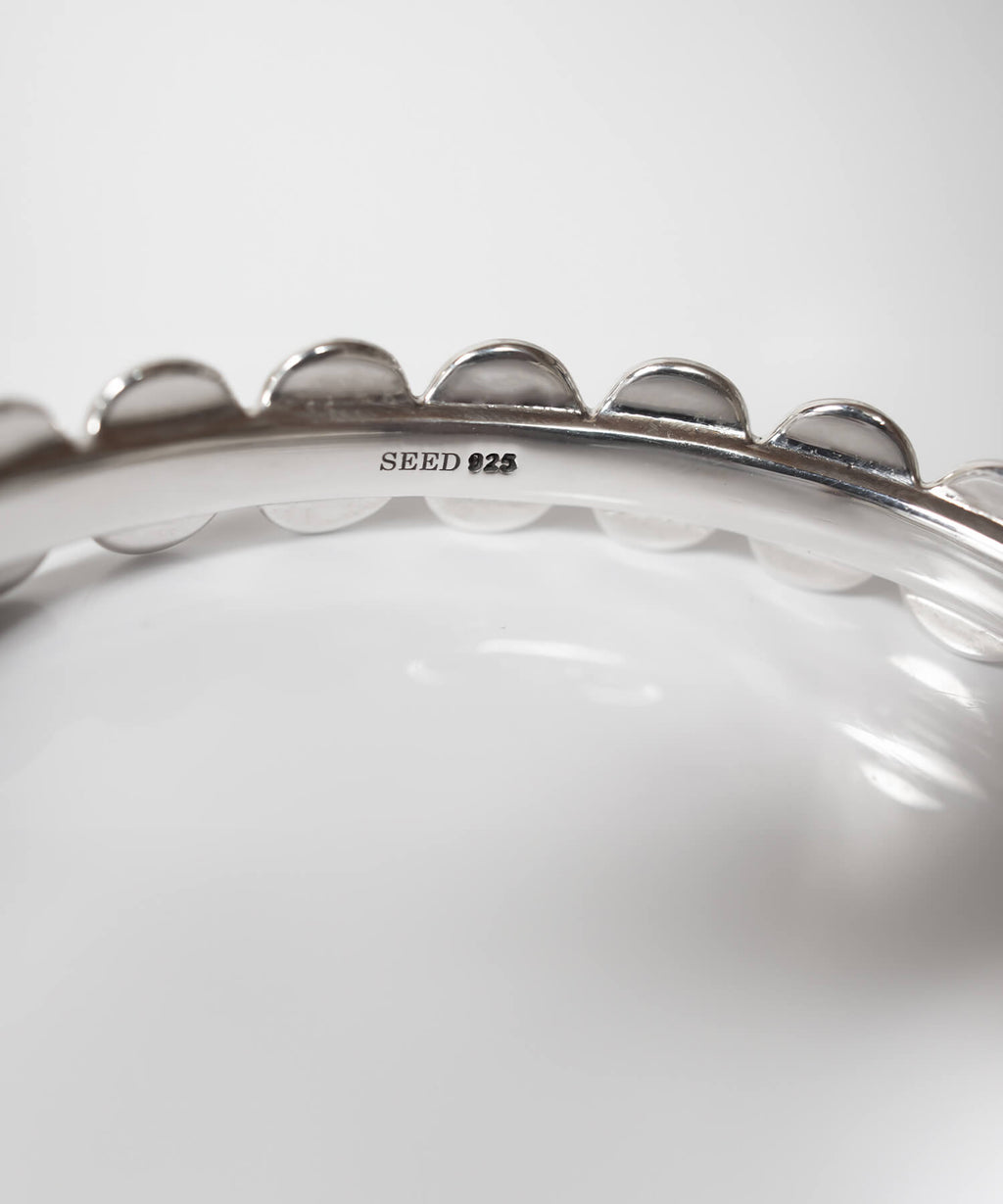 18K Gold Plated Sterling Silver Hammered Beads Bangle | HALVA