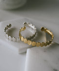 18K Gold Plated Sterling Silver Hammered Beads Bangle | HALVA