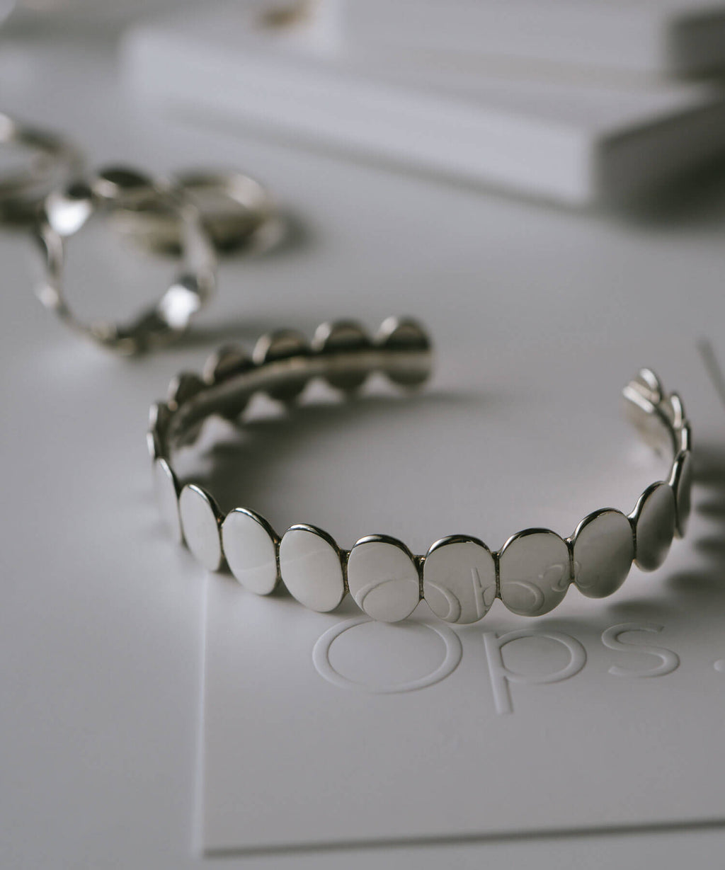 18K Gold Plated Sterling Silver Hammered Beads Bangle | HALVA