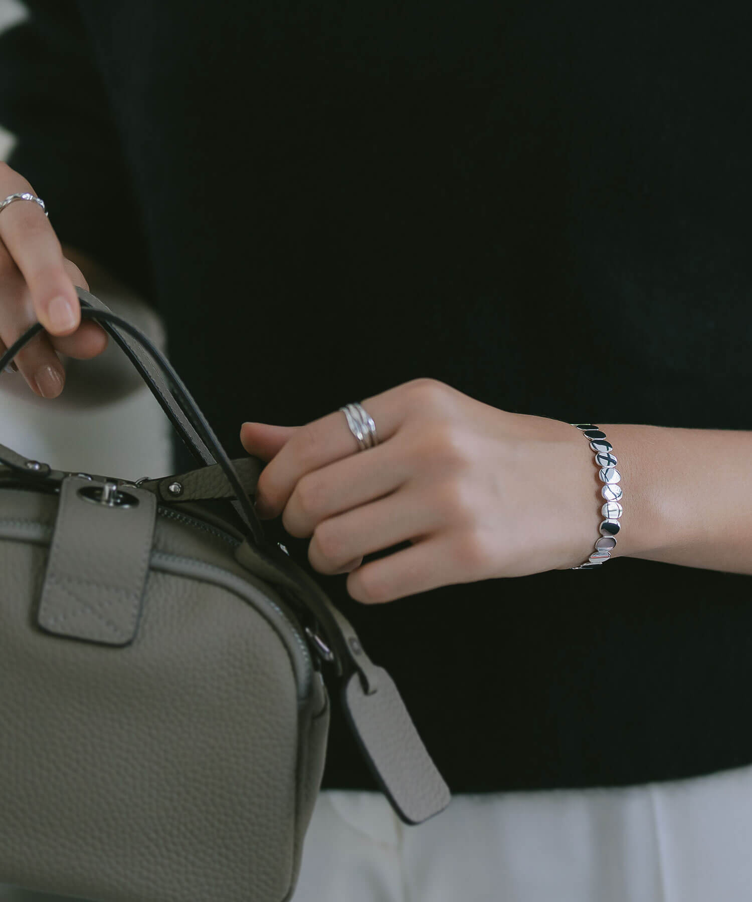 18K Gold Plated Sterling Silver Hammered Beads Bangle | HALVA