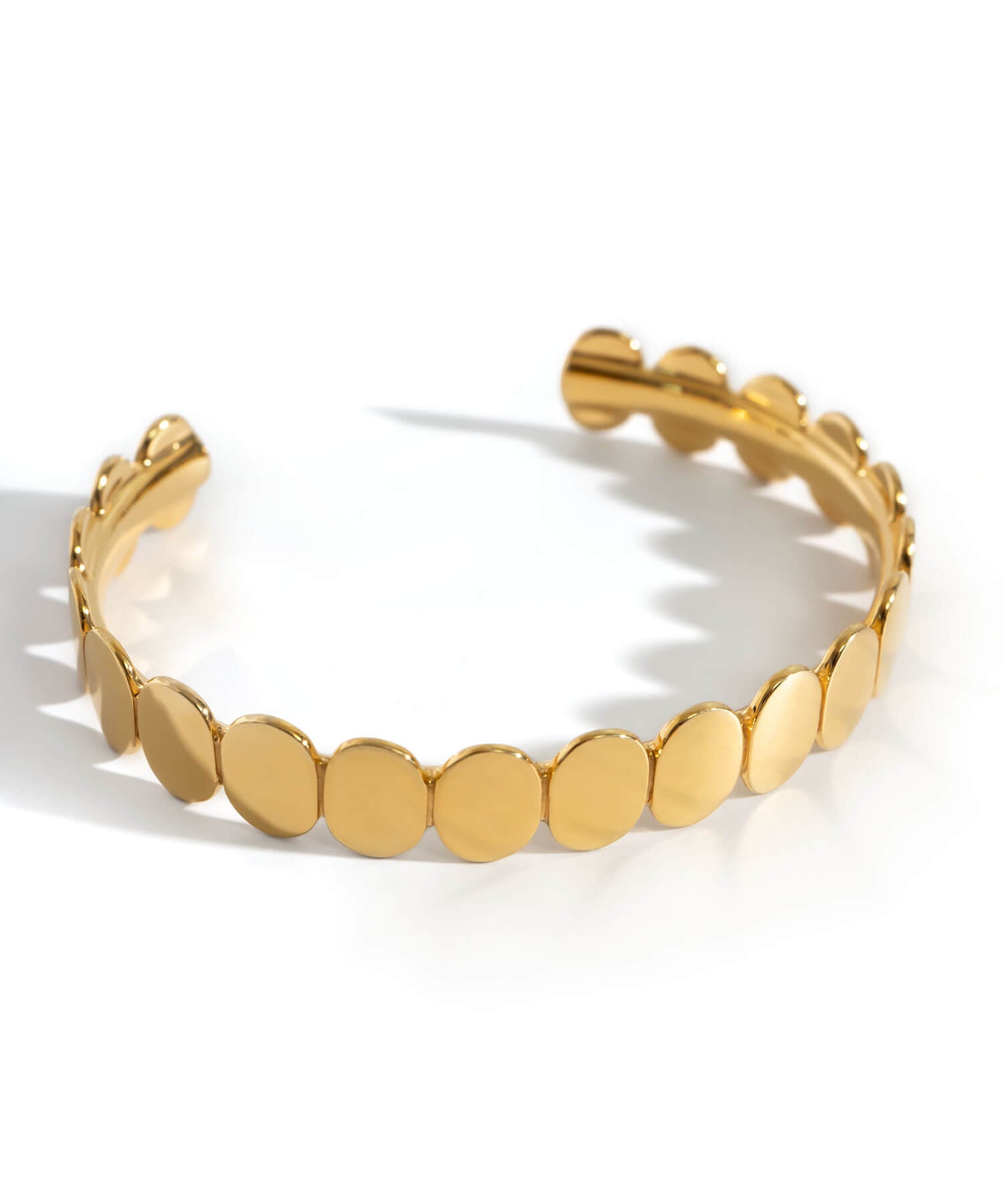 18K Gold Plated Sterling Silver Hammered Beads Bangle | HALVA