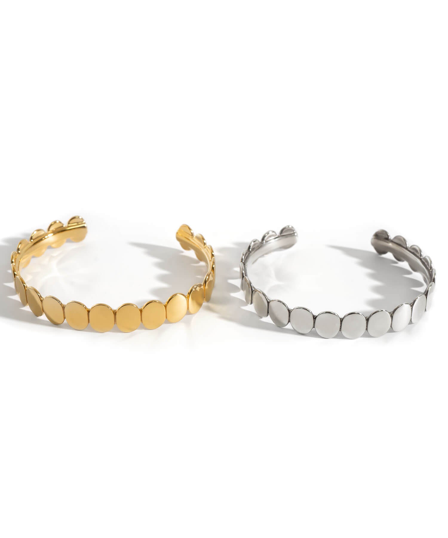 18K Gold Plated Sterling Silver Hammered Beads Bangle | HALVA