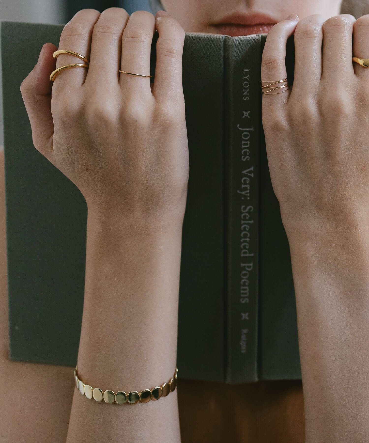 18K Gold Plated Sterling Silver Hammered Beads Bangle | HALVA