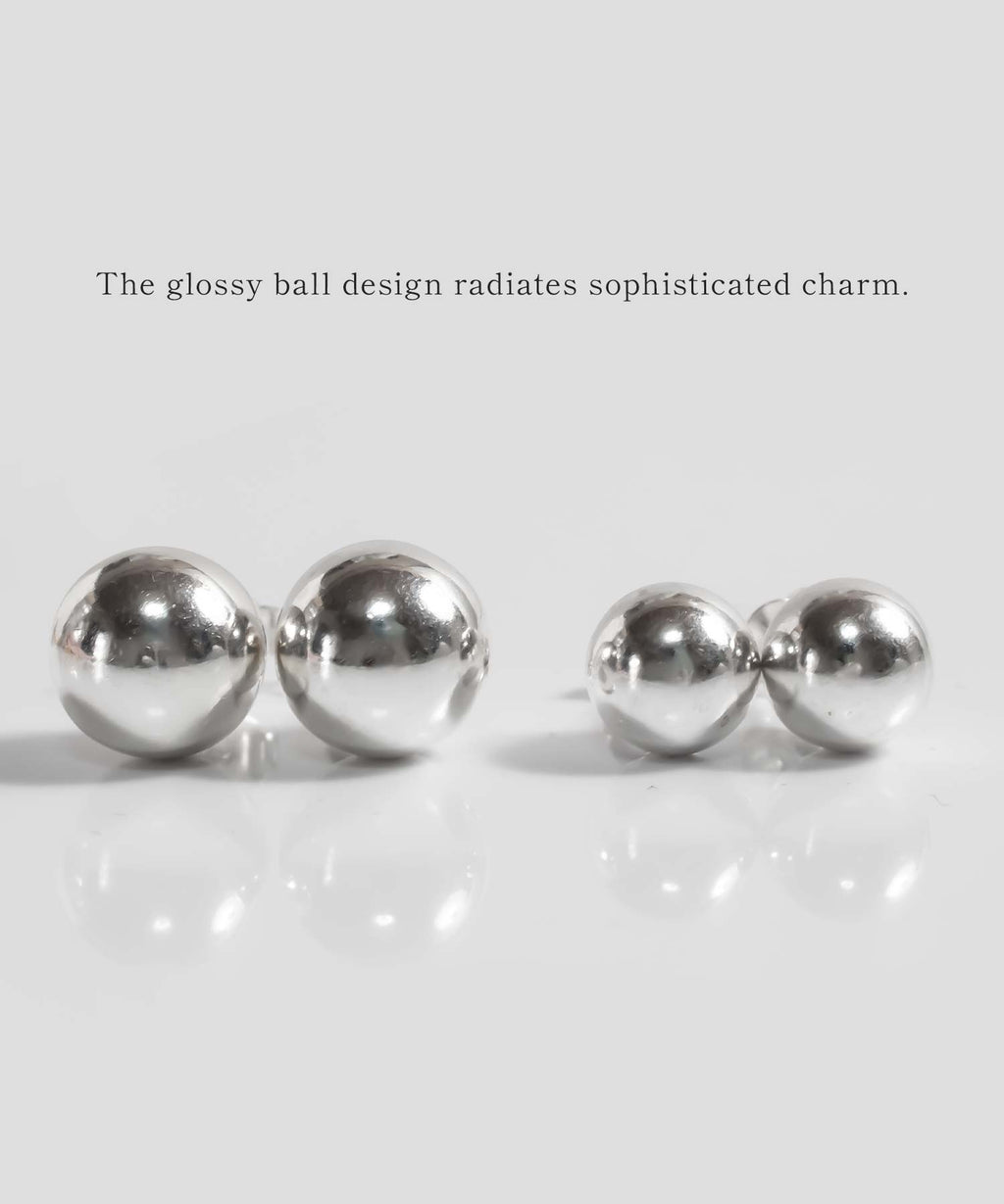 925 Sterling Silver Round Ball Stud Earrings | HELMIE
