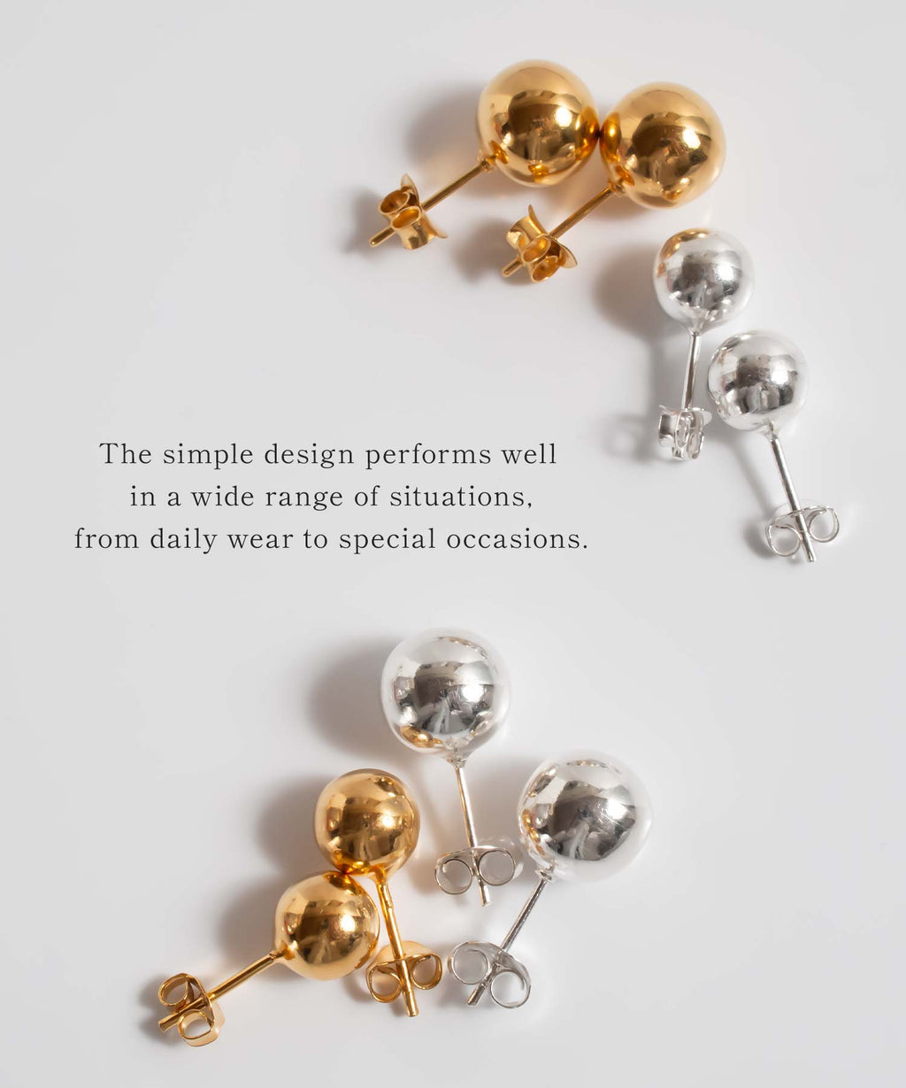 925 Sterling Silver Round Ball Stud Earrings | HELMIE