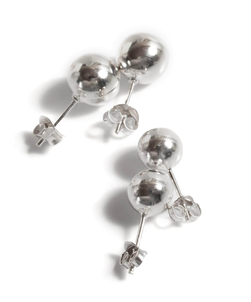 925 Sterling Silver Round Ball Stud Earrings | HELMIE