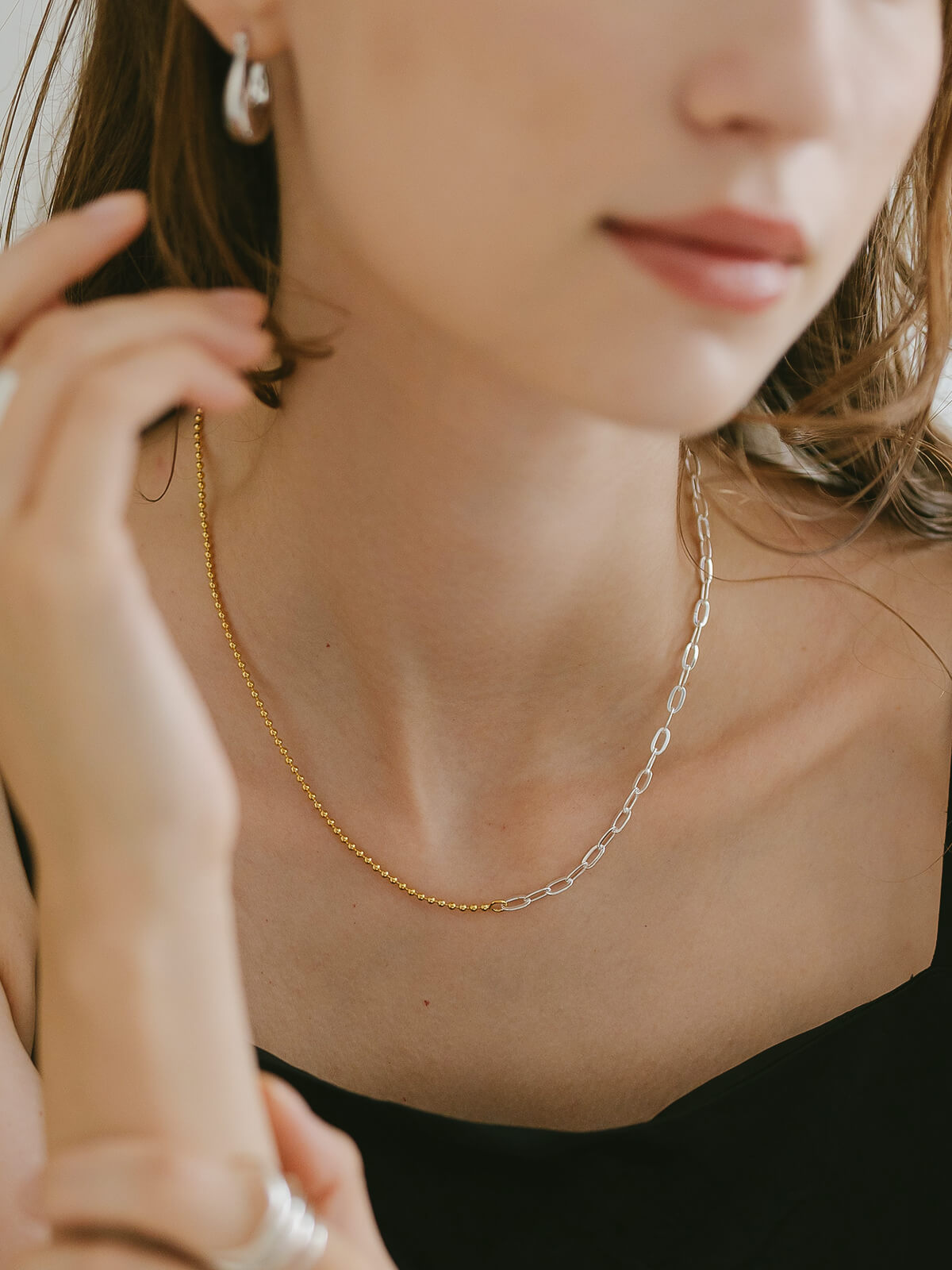 18K Gold Plated Sterling Silver Fusion Chain Necklace | HELUNEA