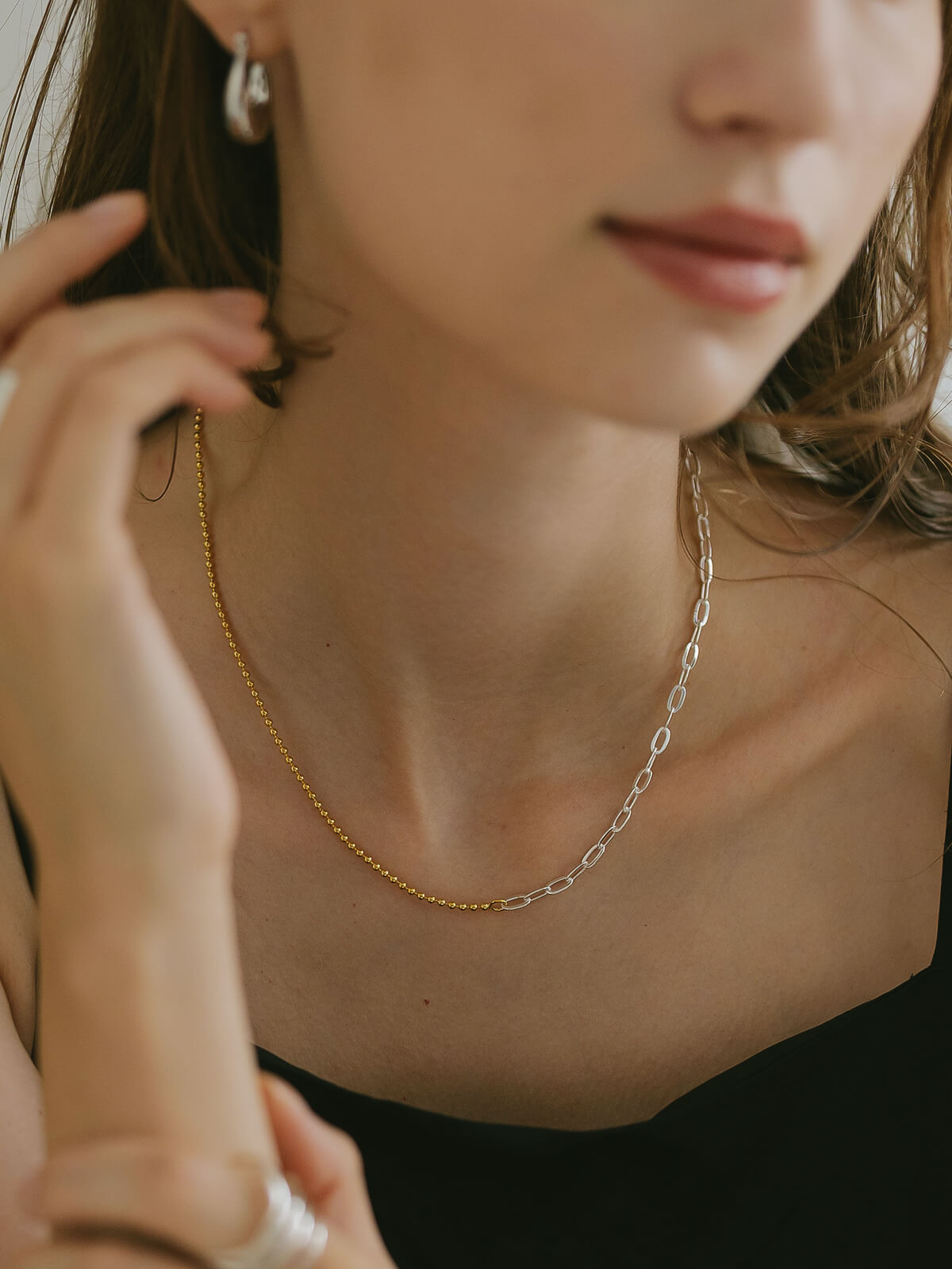 18K Gold Plated Sterling Silver Fusion Chain Necklace | HELUNEA