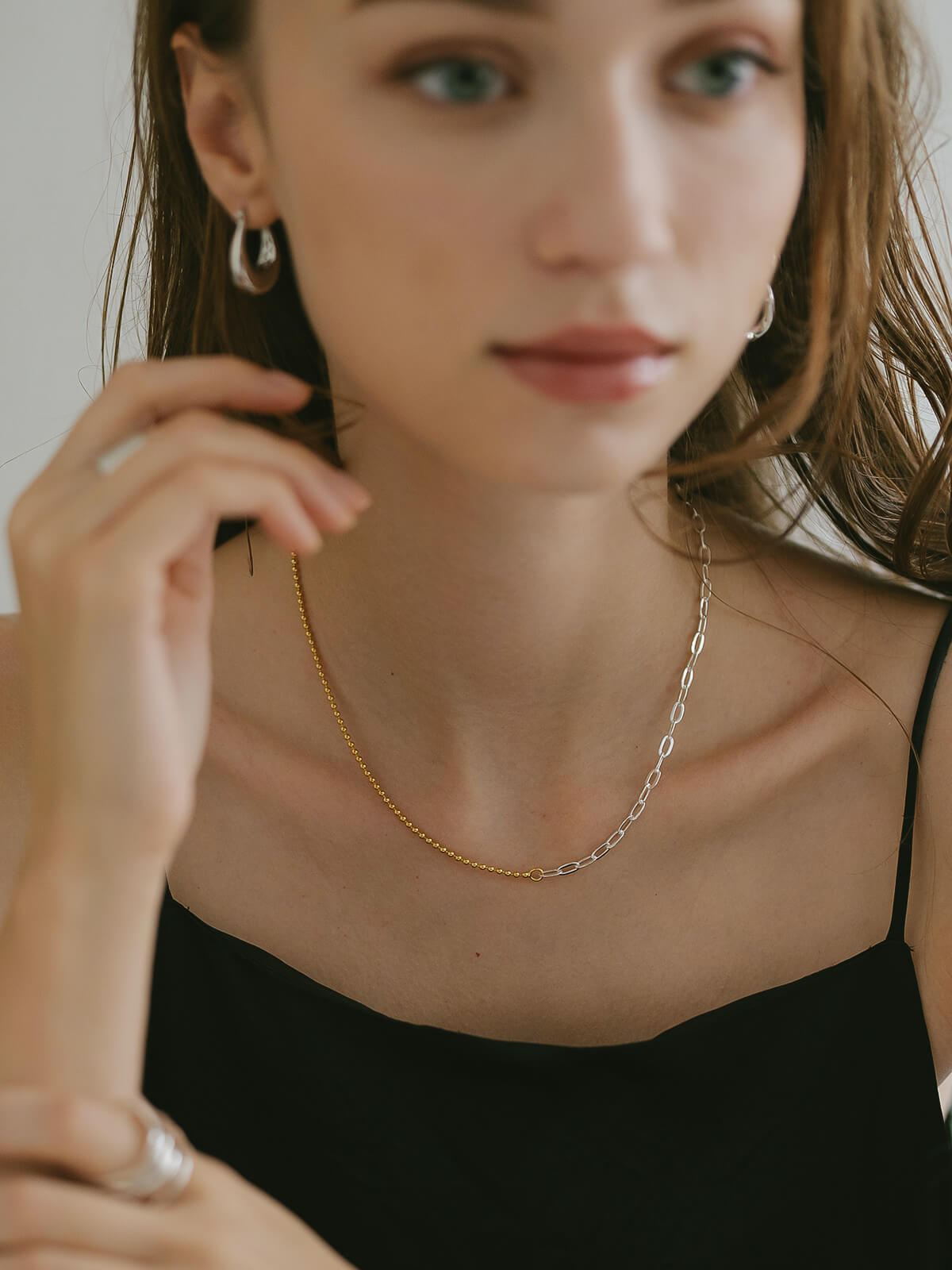 18K Gold Plated Sterling Silver Fusion Chain Necklace | HELUNEA