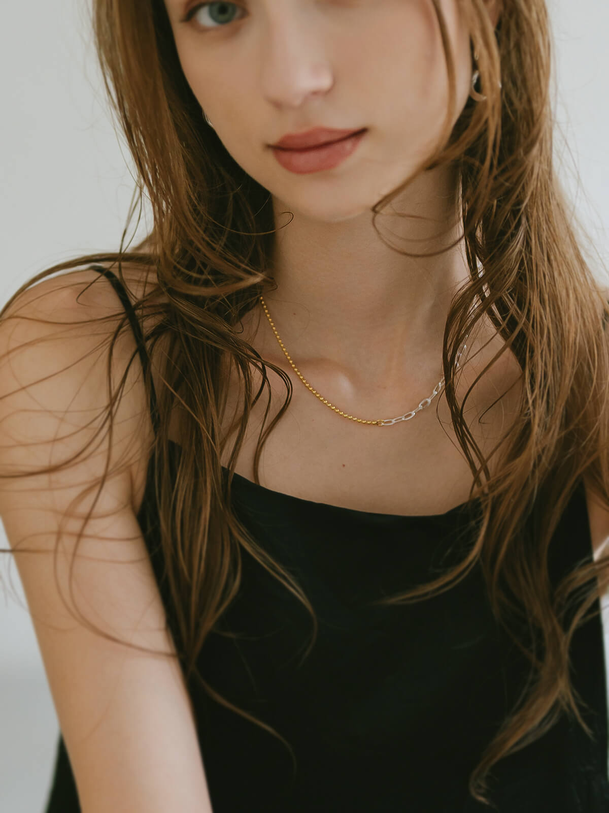 18K Gold Plated Sterling Silver Fusion Chain Necklace | HELUNEA