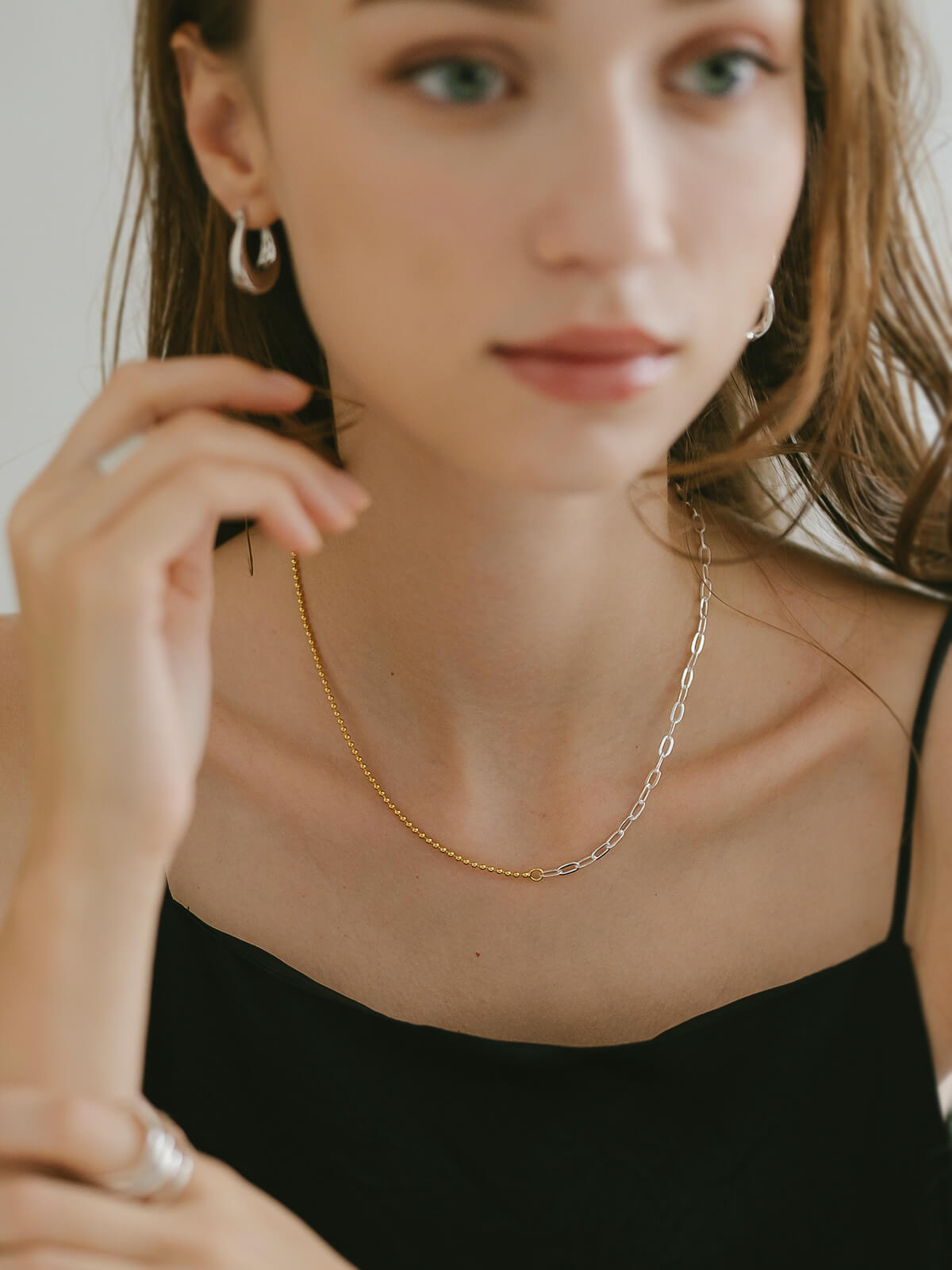 18K Gold Plated Sterling Silver Fusion Chain Necklace | HELUNEA