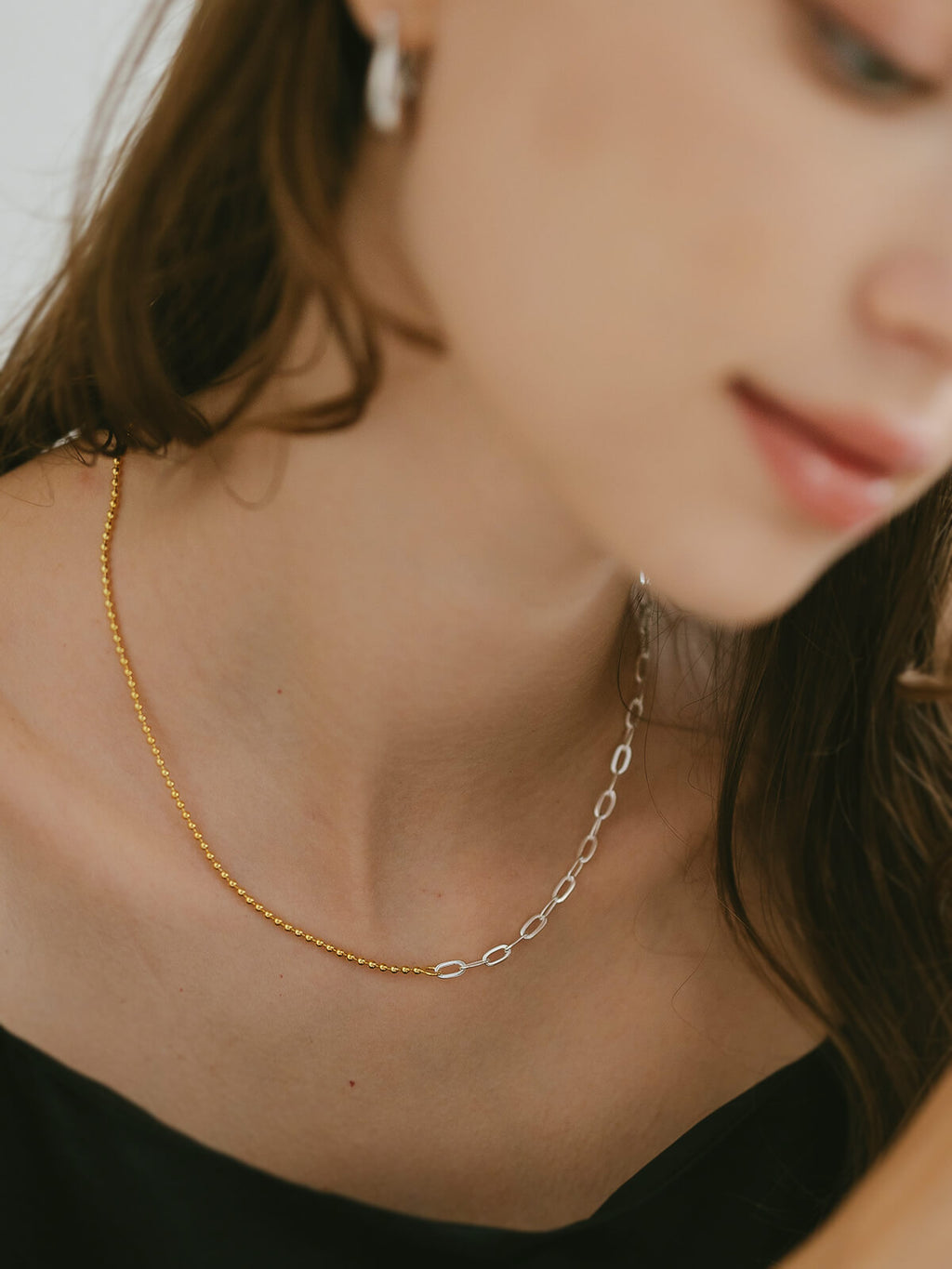 18K Gold Plated Sterling Silver Fusion Chain Necklace | HELUNEA