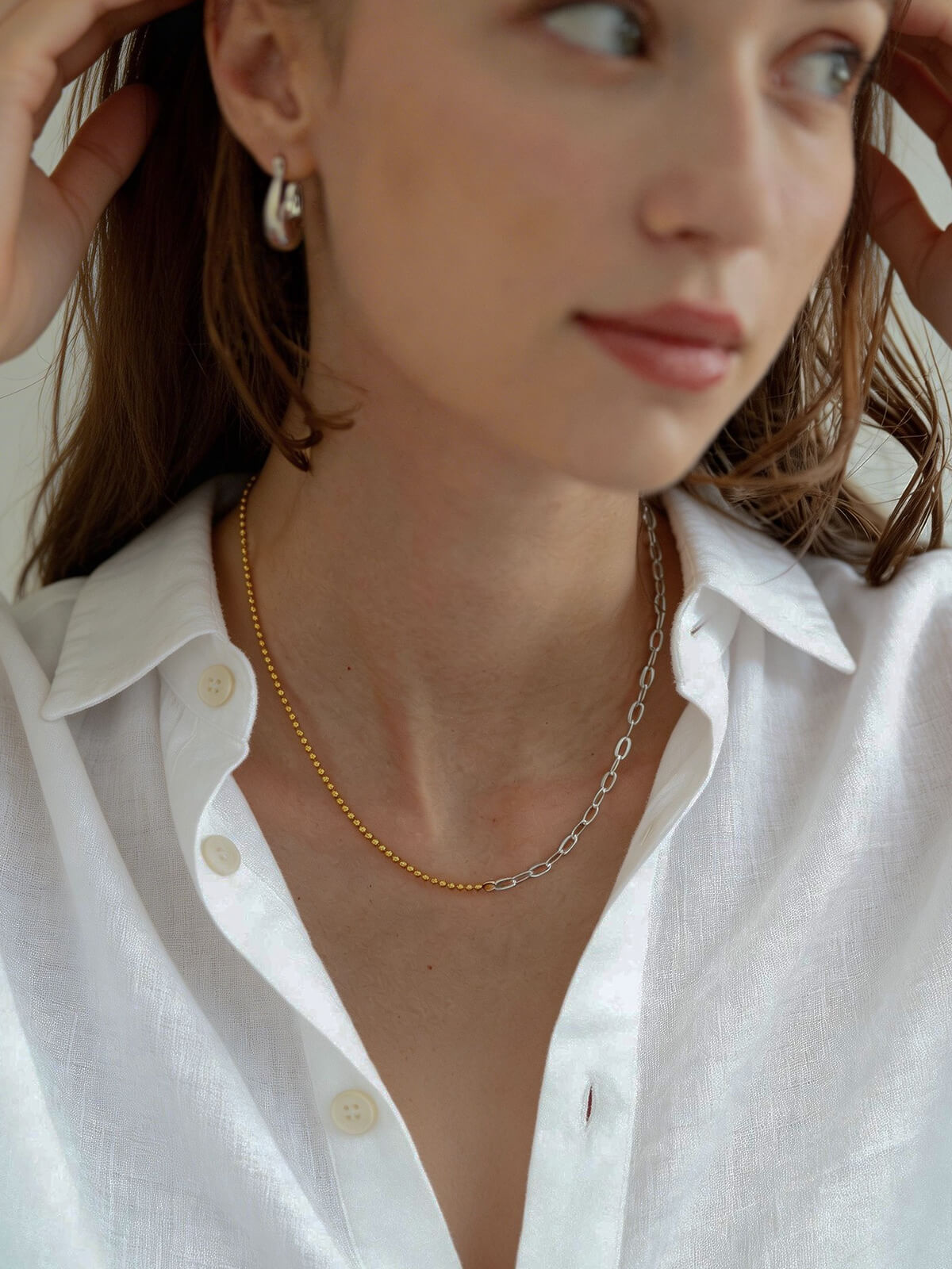 18K Gold Plated Sterling Silver Fusion Chain Necklace | HELUNEA