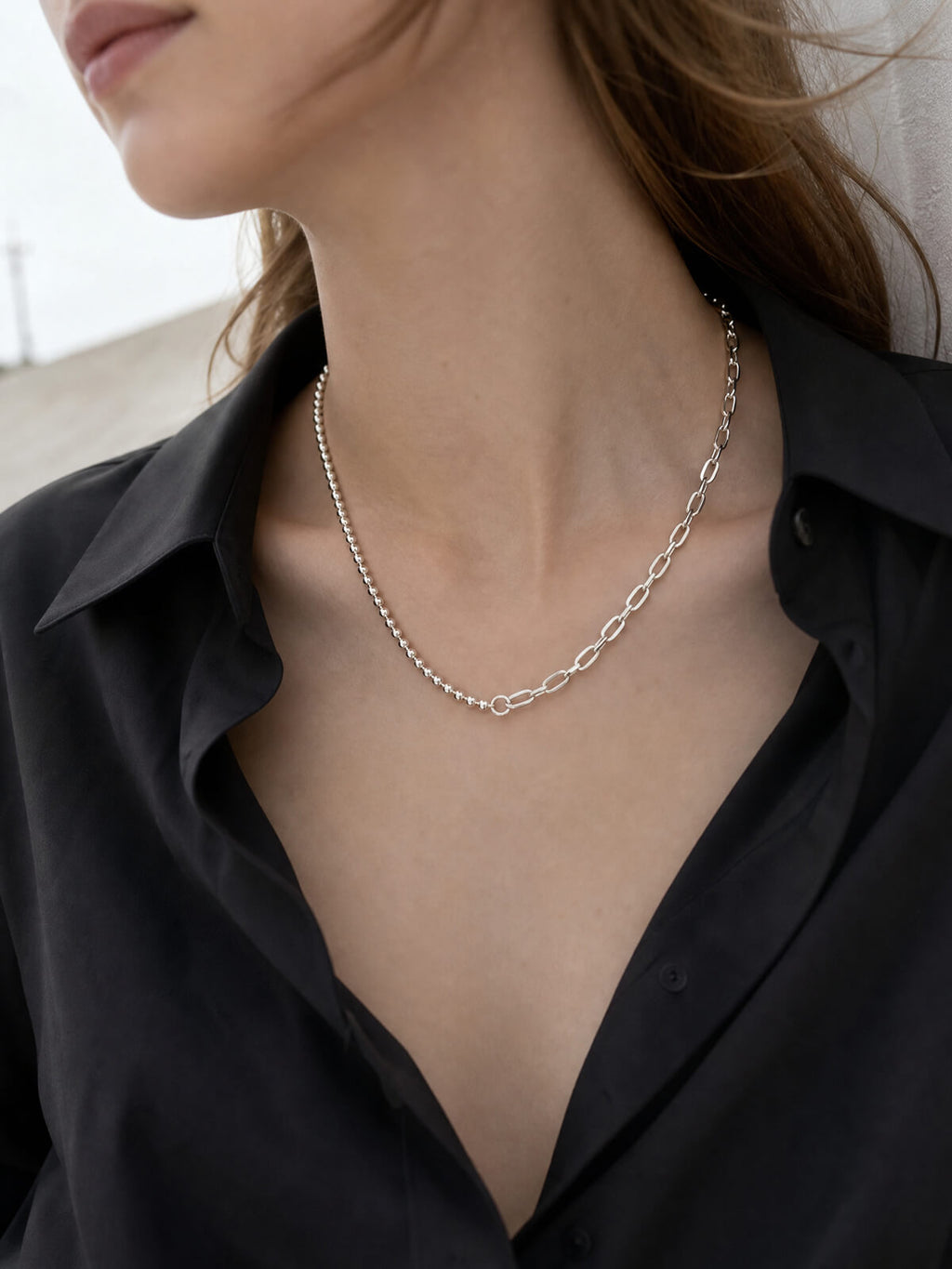 18K Gold Plated Sterling Silver Fusion Chain Necklace | HELUNEA
