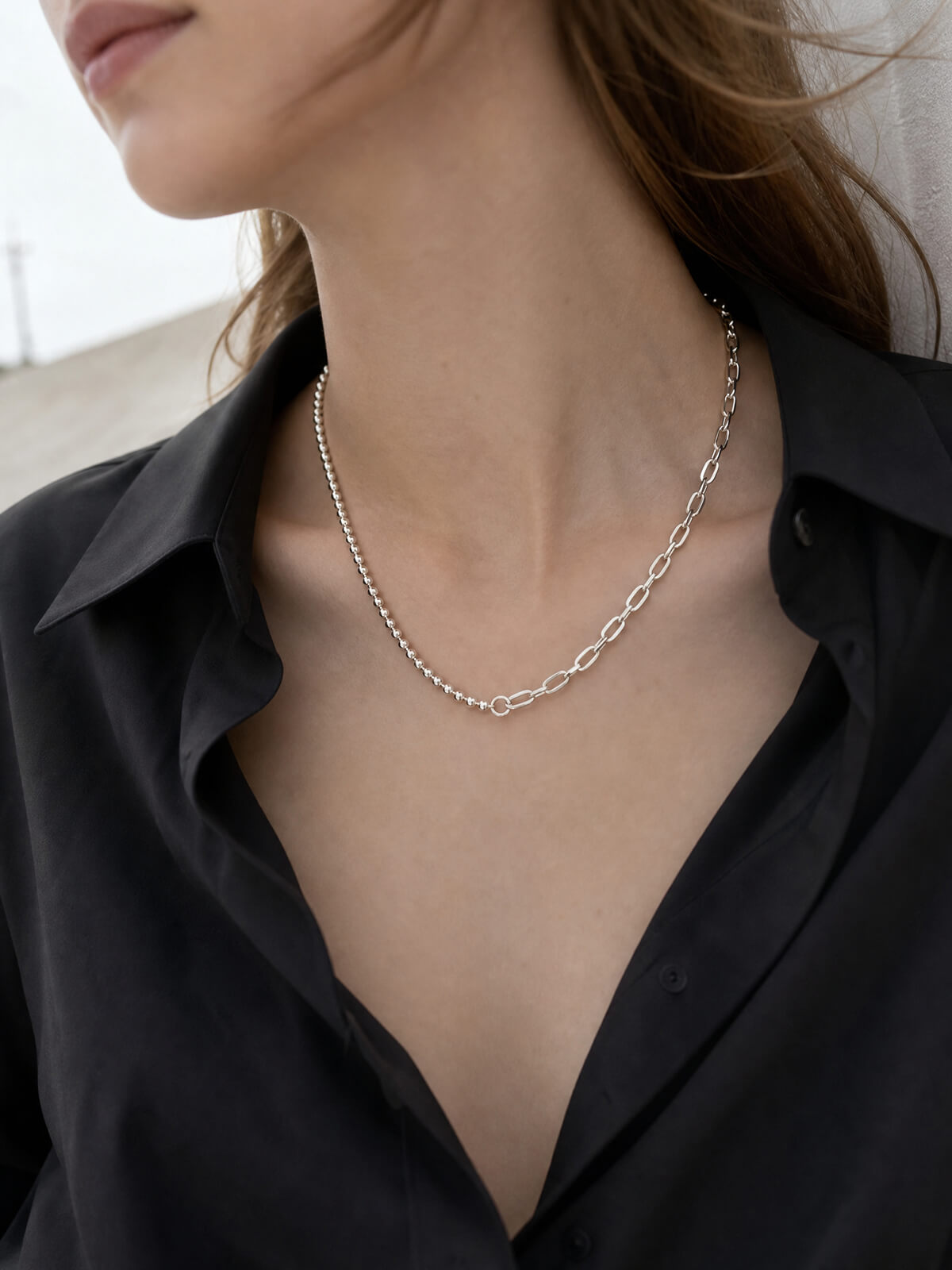 18K Gold Plated Sterling Silver Fusion Chain Necklace | HELUNEA