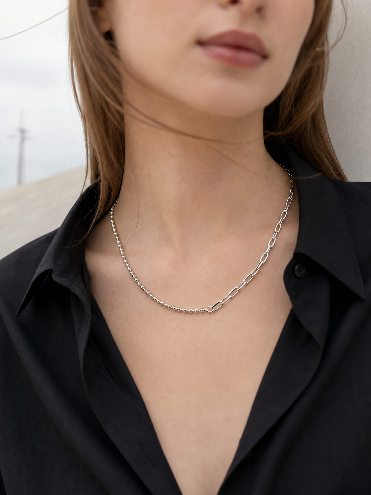 18K Gold Plated Sterling Silver Fusion Chain Necklace | HELUNEA