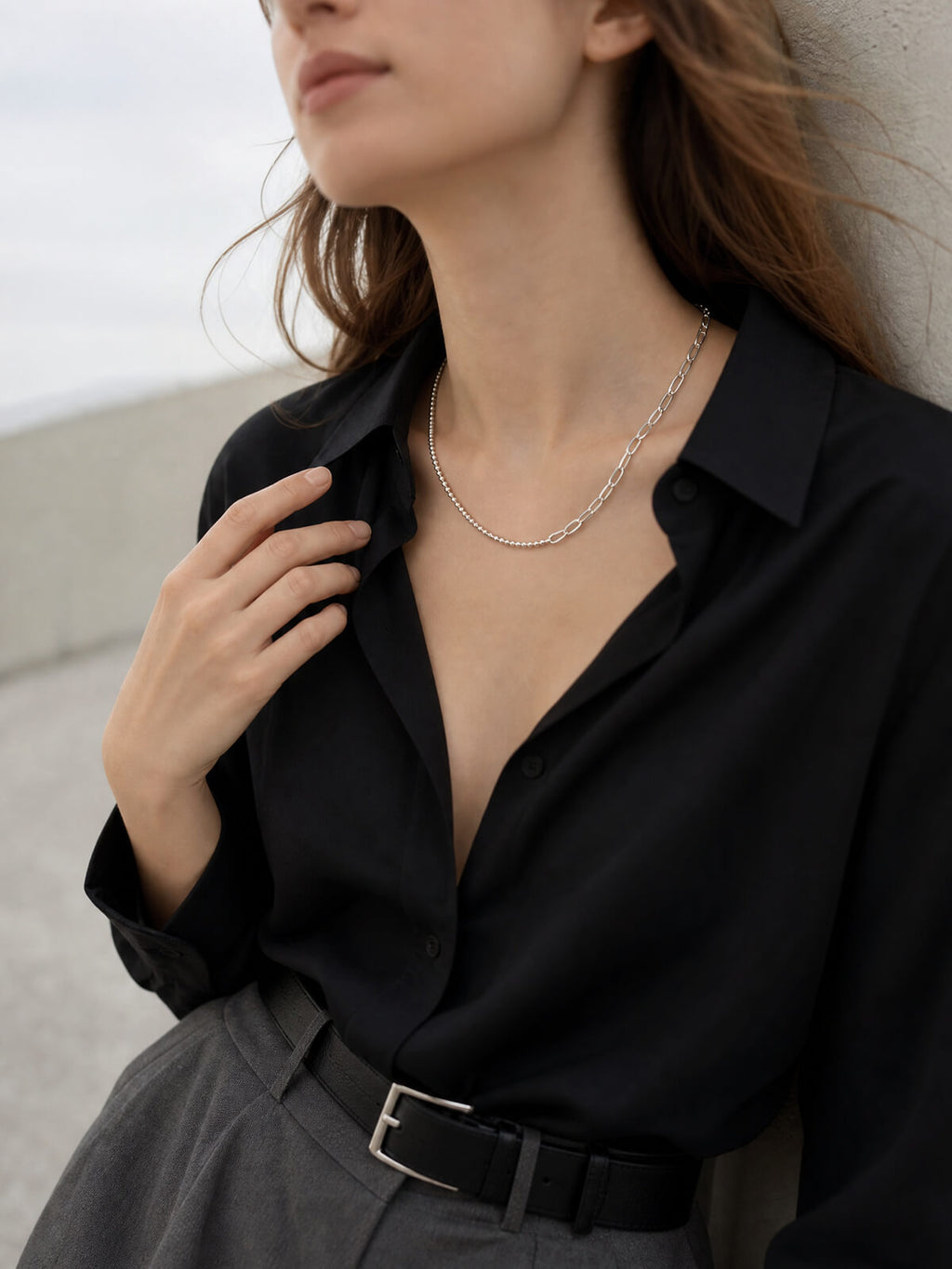 18K Gold Plated Sterling Silver Fusion Chain Necklace | HELUNEA
