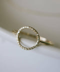 10K Gold Pave Diamond Open Circle Ring | FOSSOLE