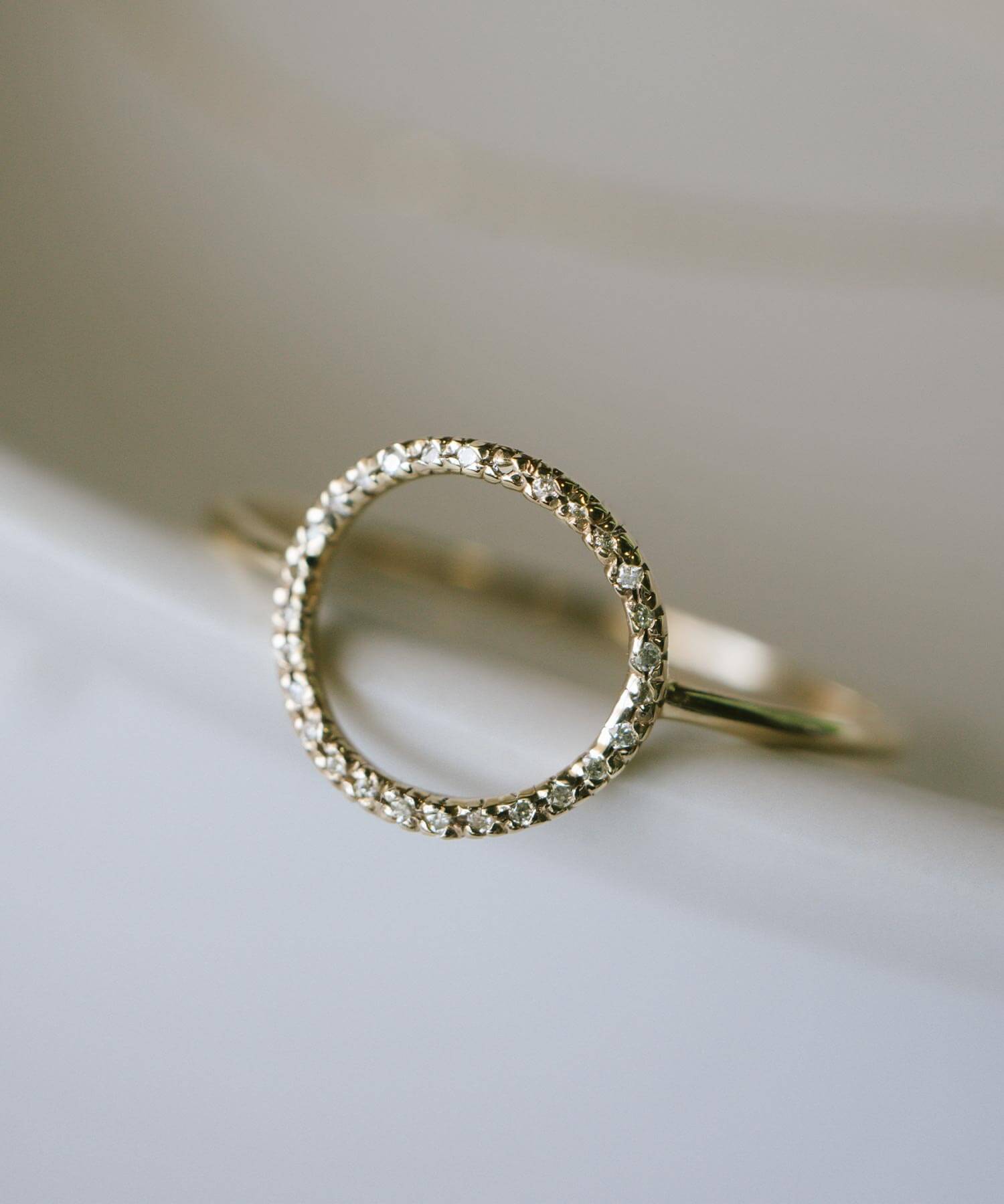 10K Gold Pave Diamond Open Circle Ring | FOSSOLE