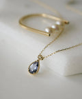 10K Gold Drop Gemstone Necklace | GLOA-SOLZE