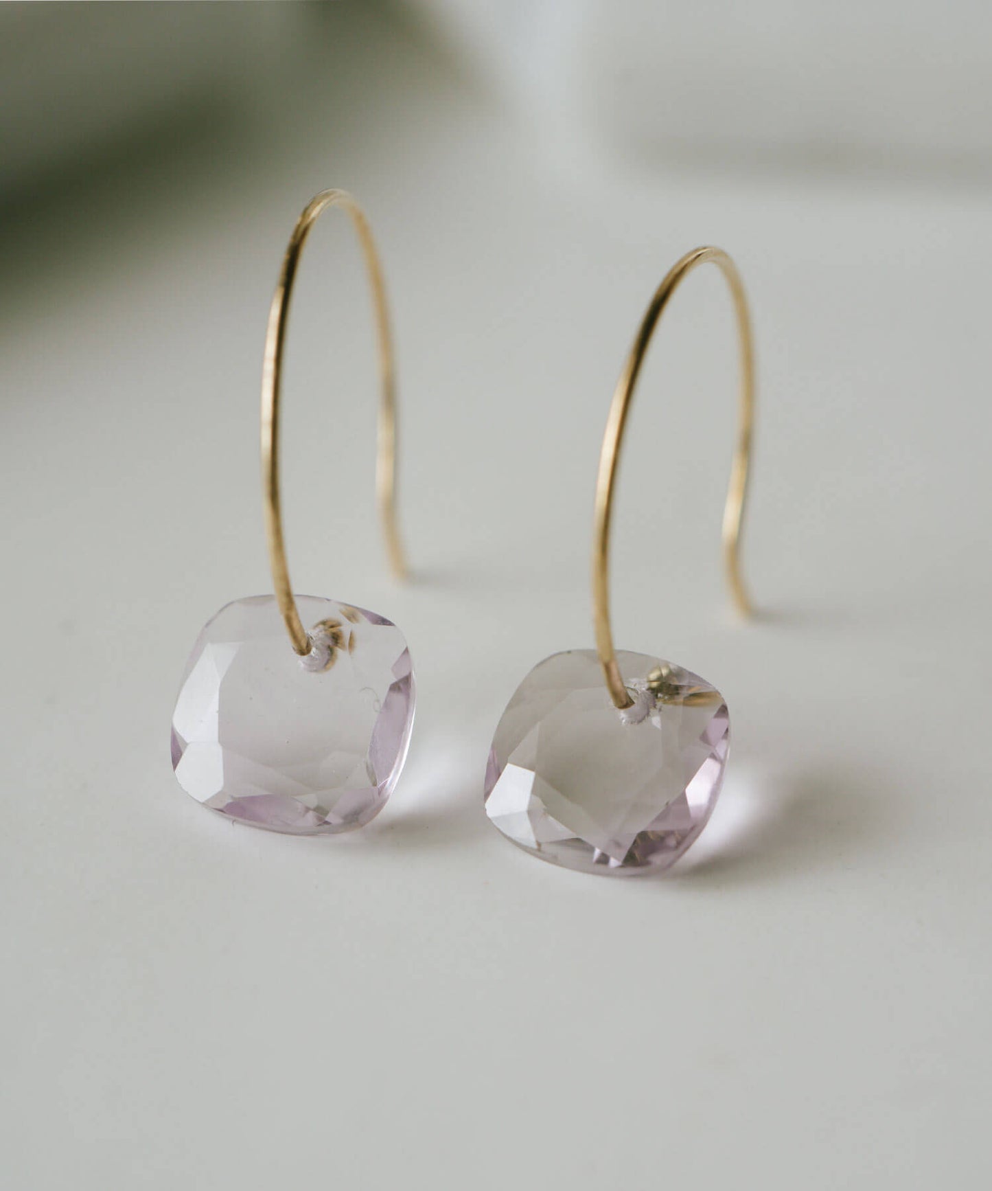 K10 Tablecut Gemstone Hook Earrings | LACHTARA-SJU EARRING