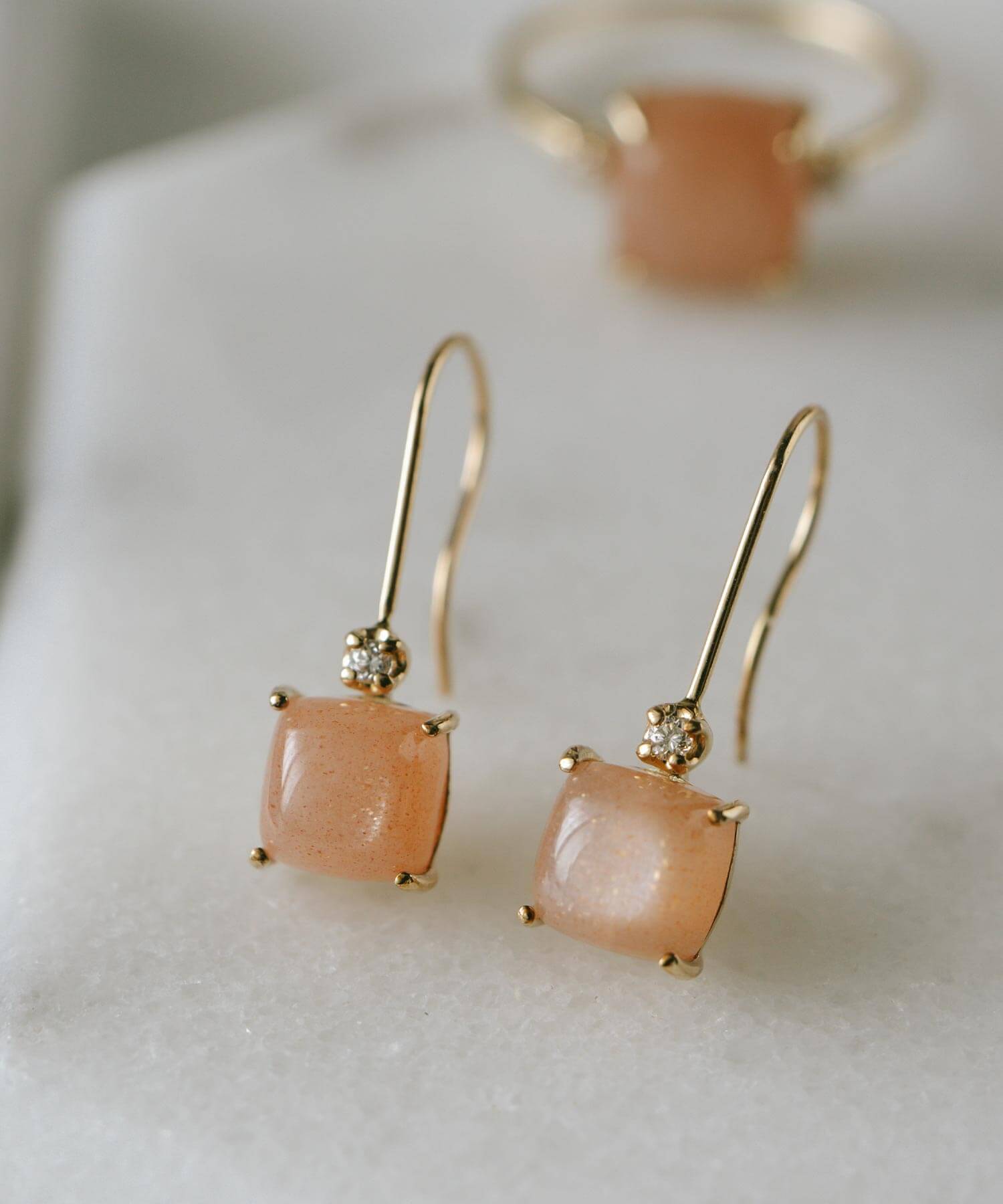 10K Gold Square Gemstone Earrings | LACHTARA-TVA