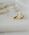 18K Gold Half Moon Stud Earrings | LUZON
