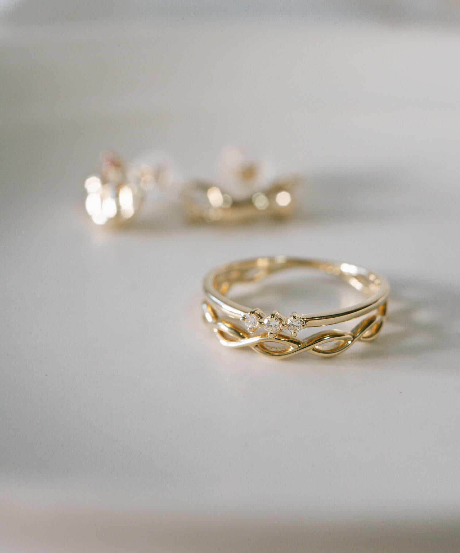 10K Gold Triple Diamond Twist Ring | TERRA RAMAGE
